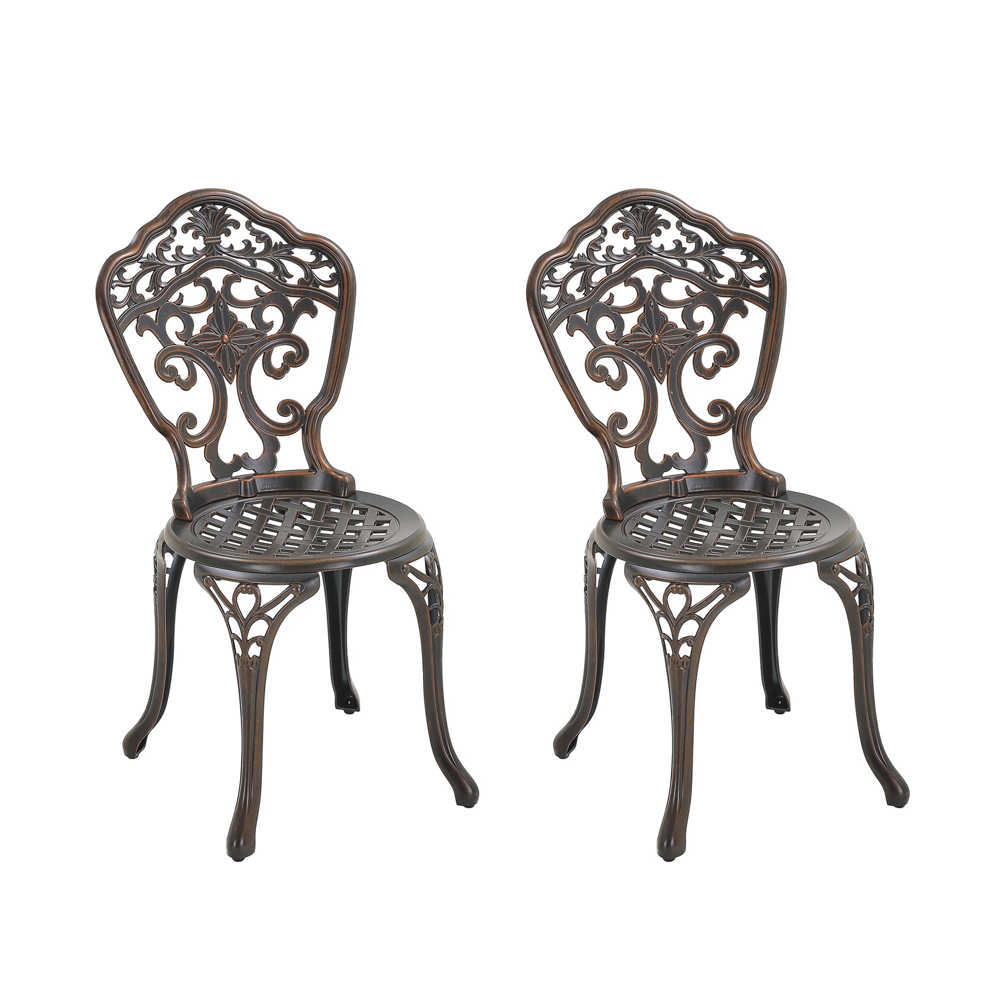 Mondawe MO6026C-BR Set of 2 Stackable Bronze Aluminum Frame Stationary Dining Chair with Solid Seat