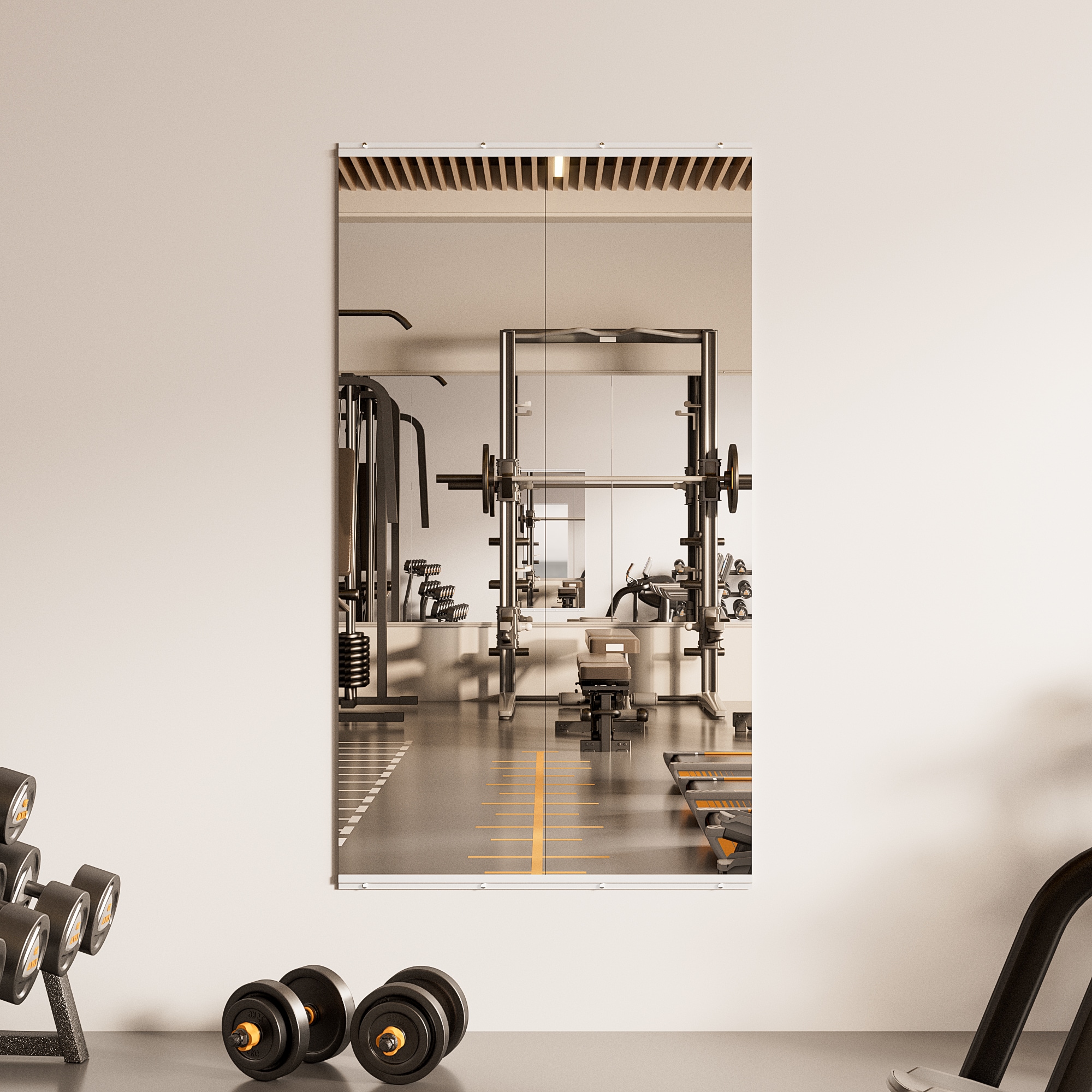 TETOTE  56in.x 16in. Gym Wall Mirror Frameless Wall Mirror for GymYoga or Bedroom and Living Room