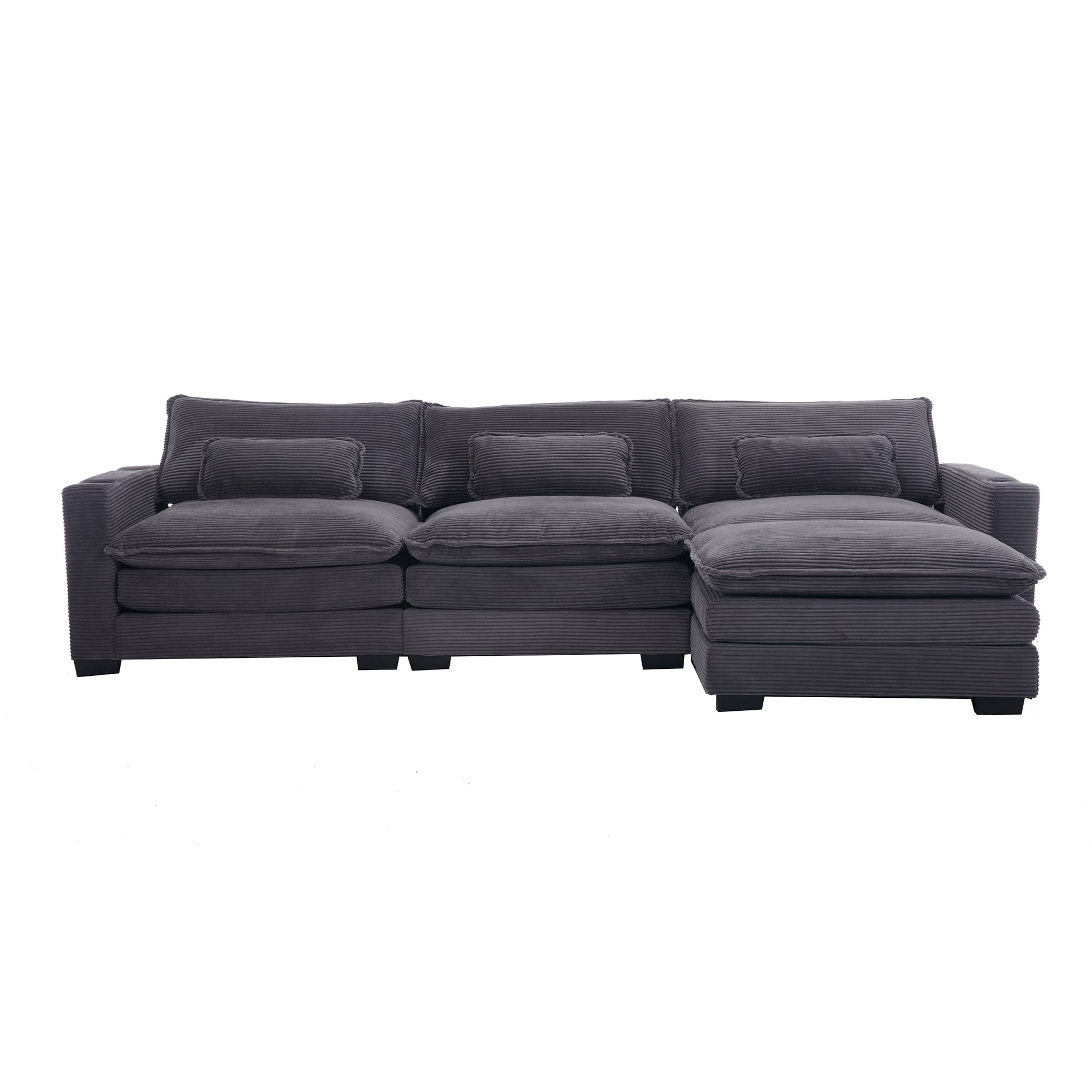 Bybafun YA3700391 118-Inches Modern Grey Reclining Sectional