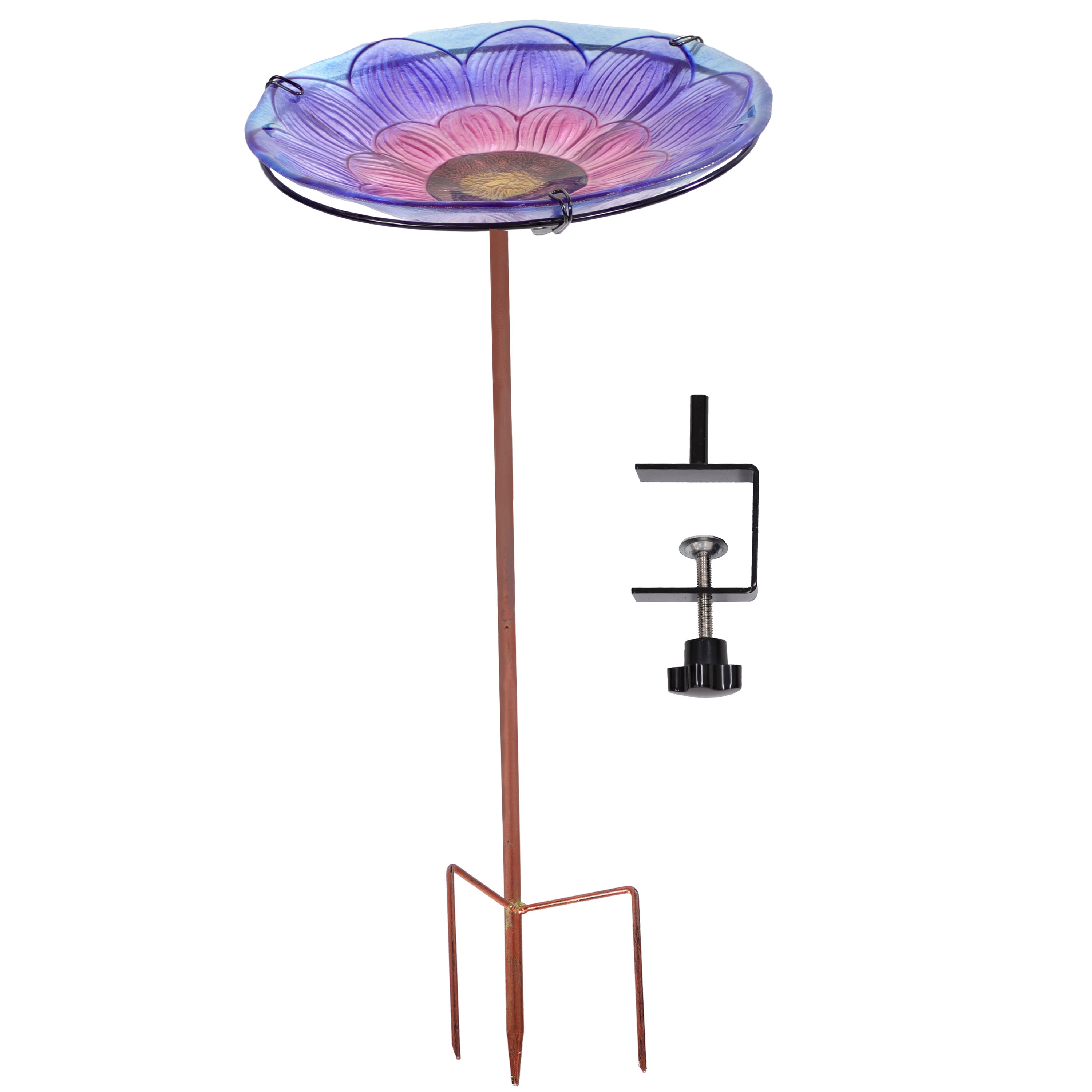 Sunnydaze Decor HB-165 25.25-Inches H Purple Glass Complete birdbath