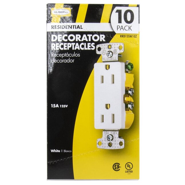 Hubbell X-Clamp White 15-Amp Decorator Tamper Resistant Residential (10-Pack) Outlet Hubbell X-Clamp White 15-Amp Decorator Tamper Resistant Residential (10-Pack) Outlet