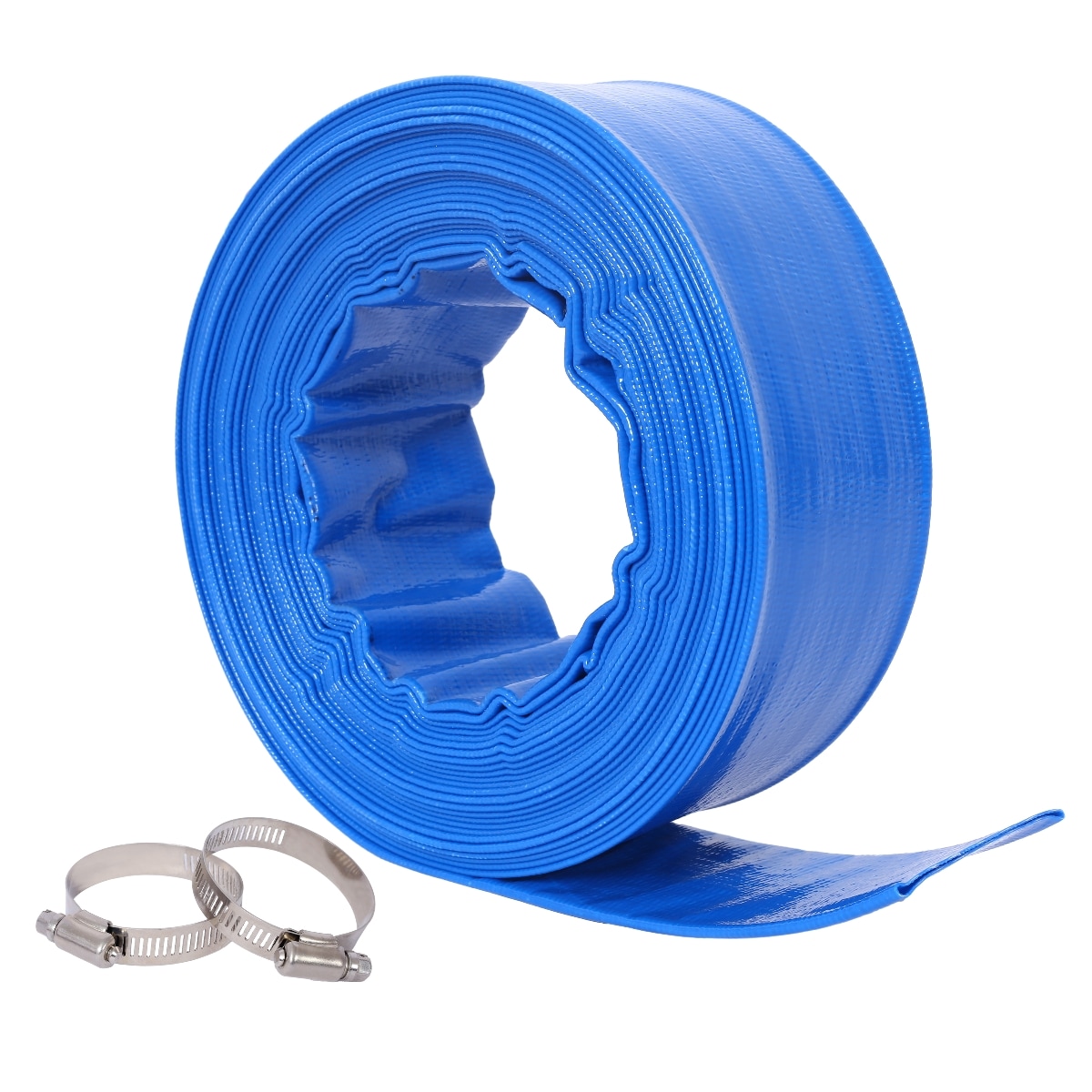 PEXCHO 1.5 Inch Pool Backwash Hose 50 Ft Lay Flat Water Discharge Hose For Swimming Pool Filter Pump