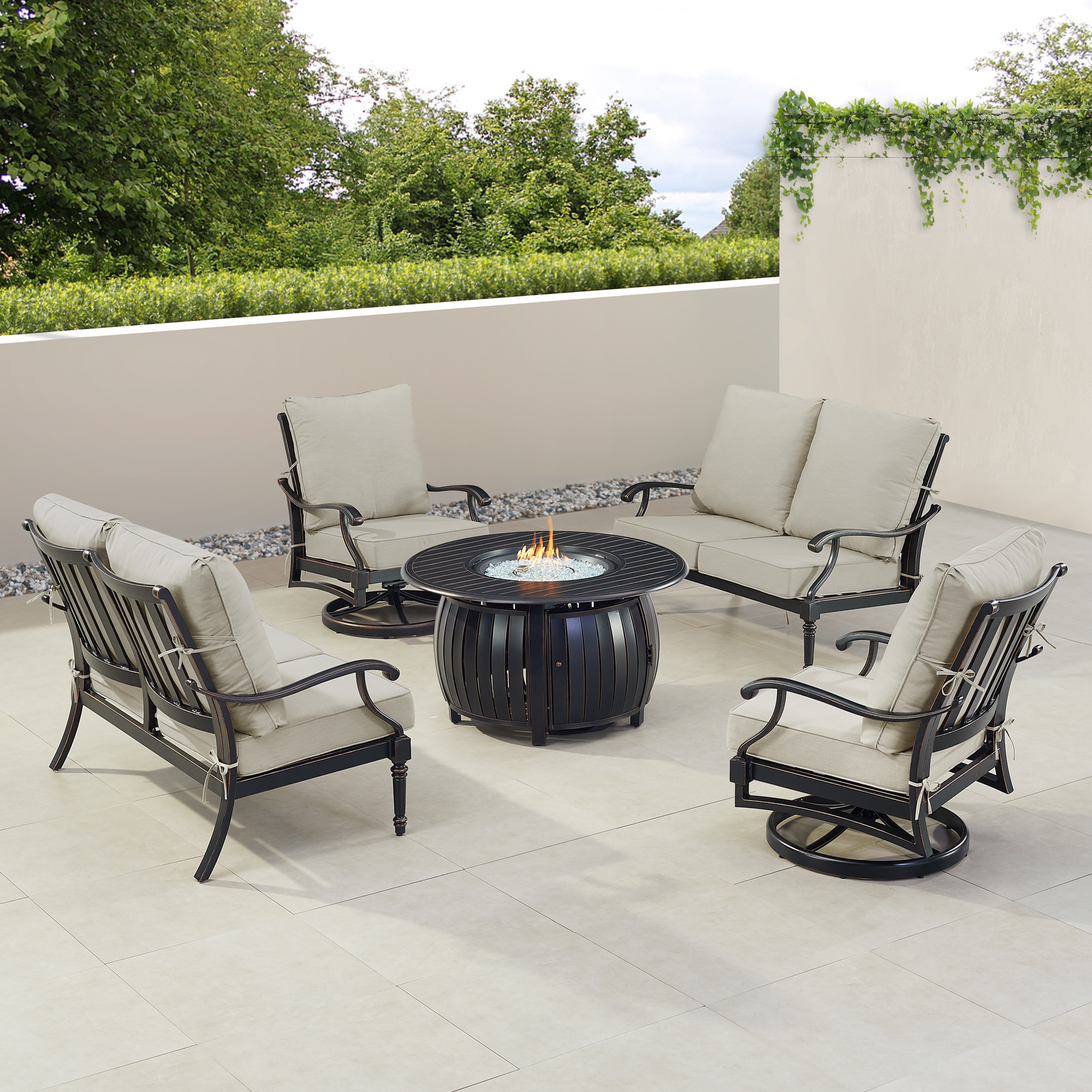 Oakland Living SHACO2LS2CHITALYLGCU 18-Piece Patio Conversation Set with Gray Cushions
