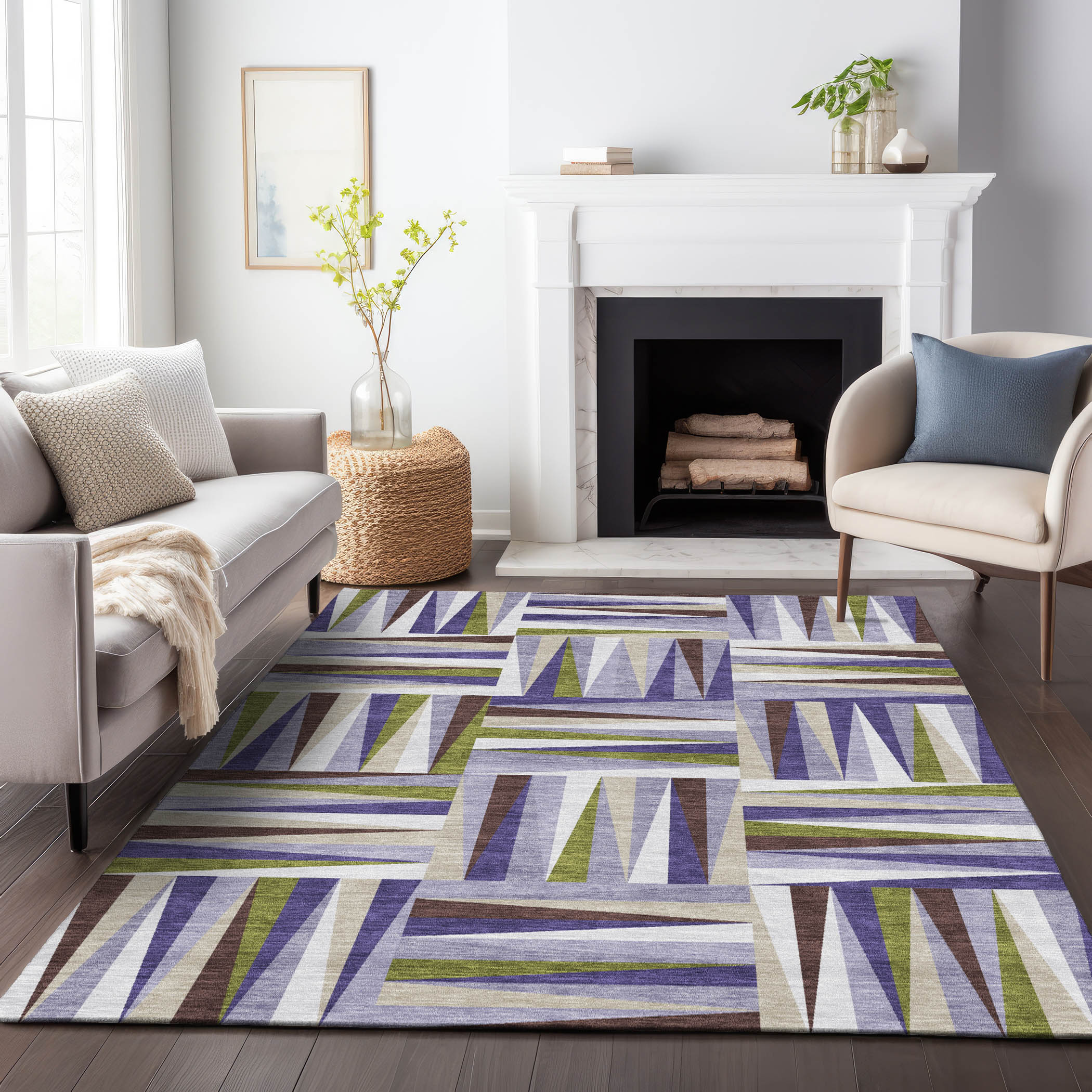 Addison Rugs ACN1012LV3X5 Chantille ACN1012LV 3 x 5 (ft) Polyester Lavender Rectangular Indoor/Outdoor Geometric Machine washable Area rug