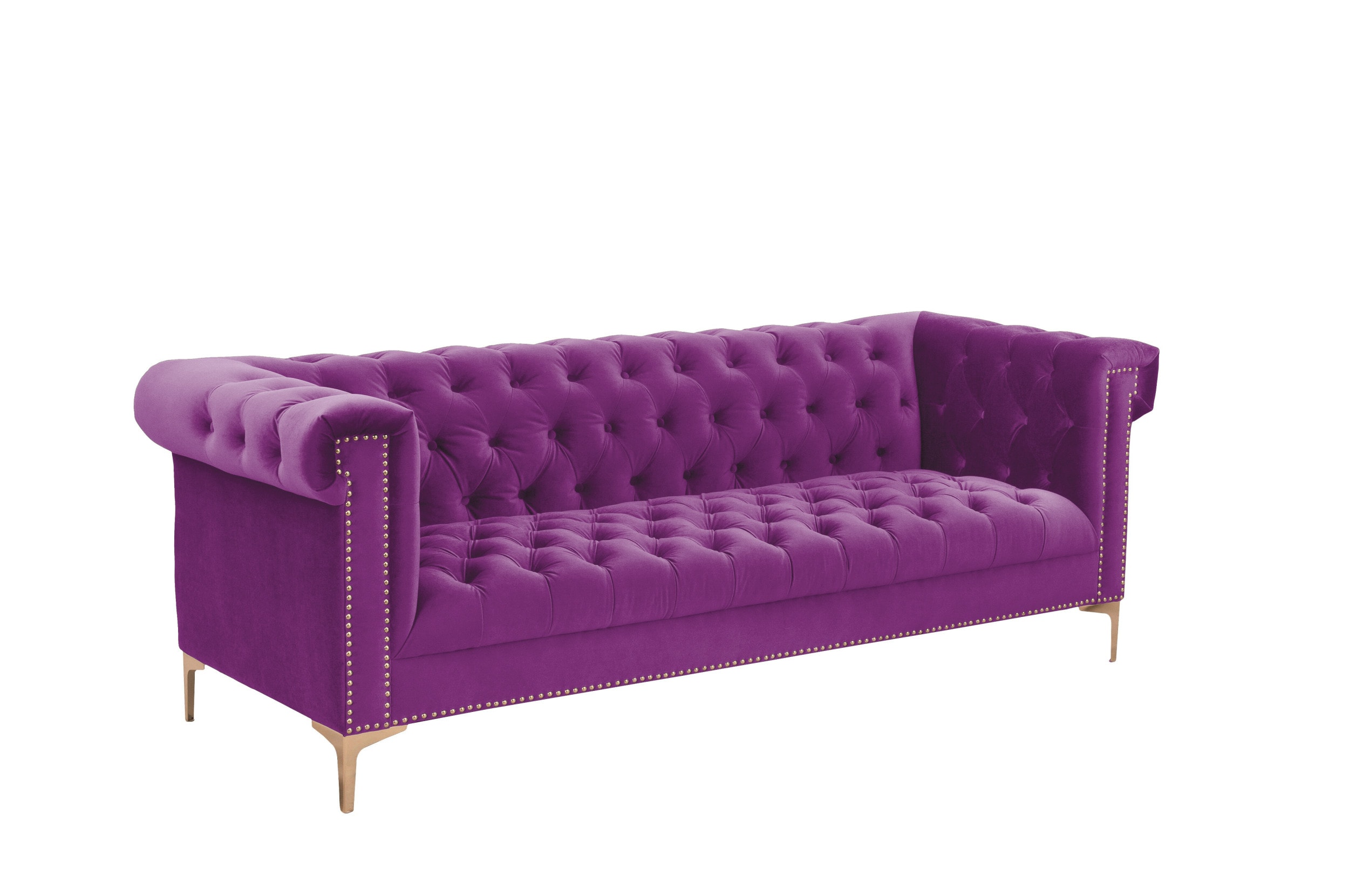 Chic Home Design Bea 84-in Modern Purple Velvet 3-seater Sofa in the ...