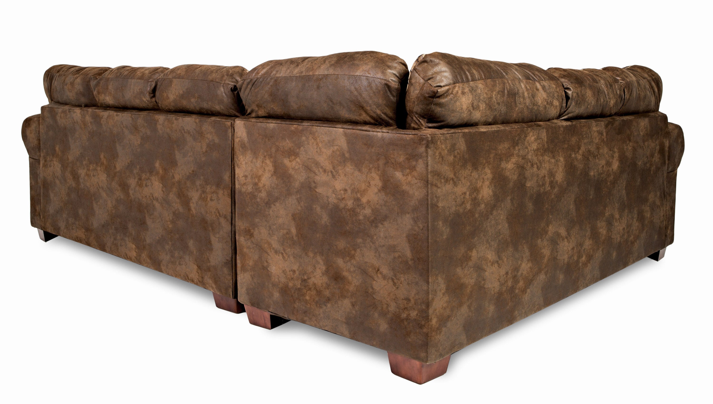 Brown Faux Leather Two Piece Sectional Sofa with Nailhead Trim