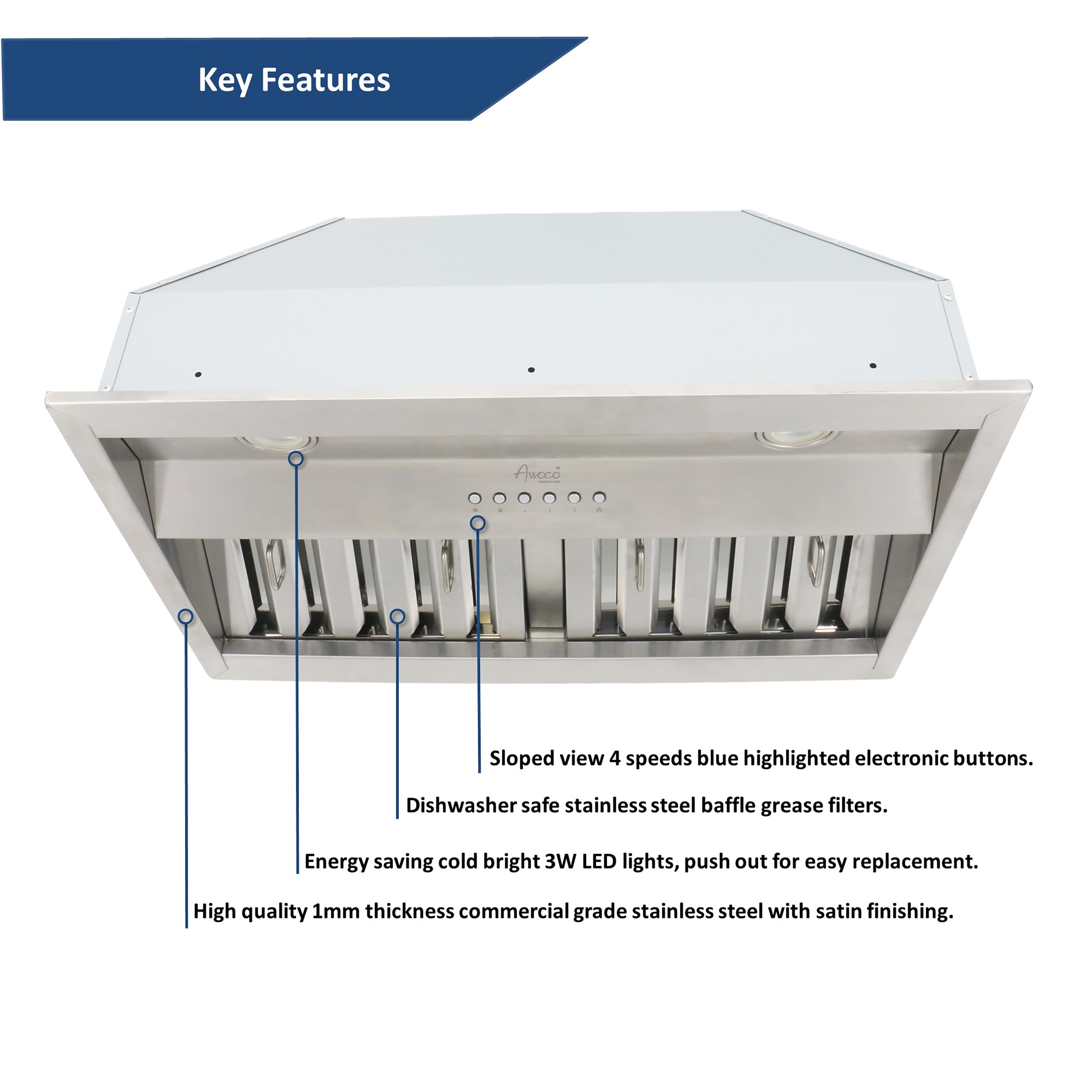 Awoco RH-BQ-X36 Undercabinet-Range-Hoods - View #3