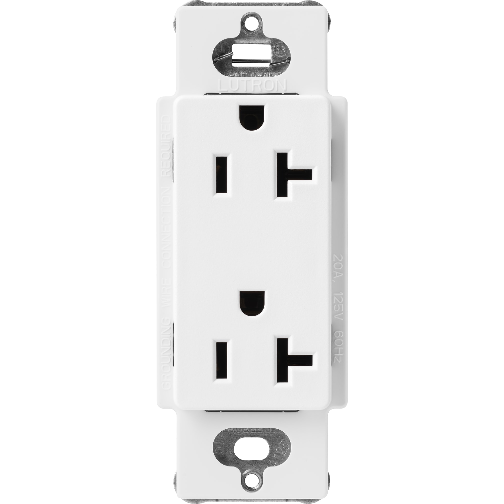 Claro 20-Amp 120-Volt Residential Decorator Outlet, Snow | - Lutron SCR-20-SW
