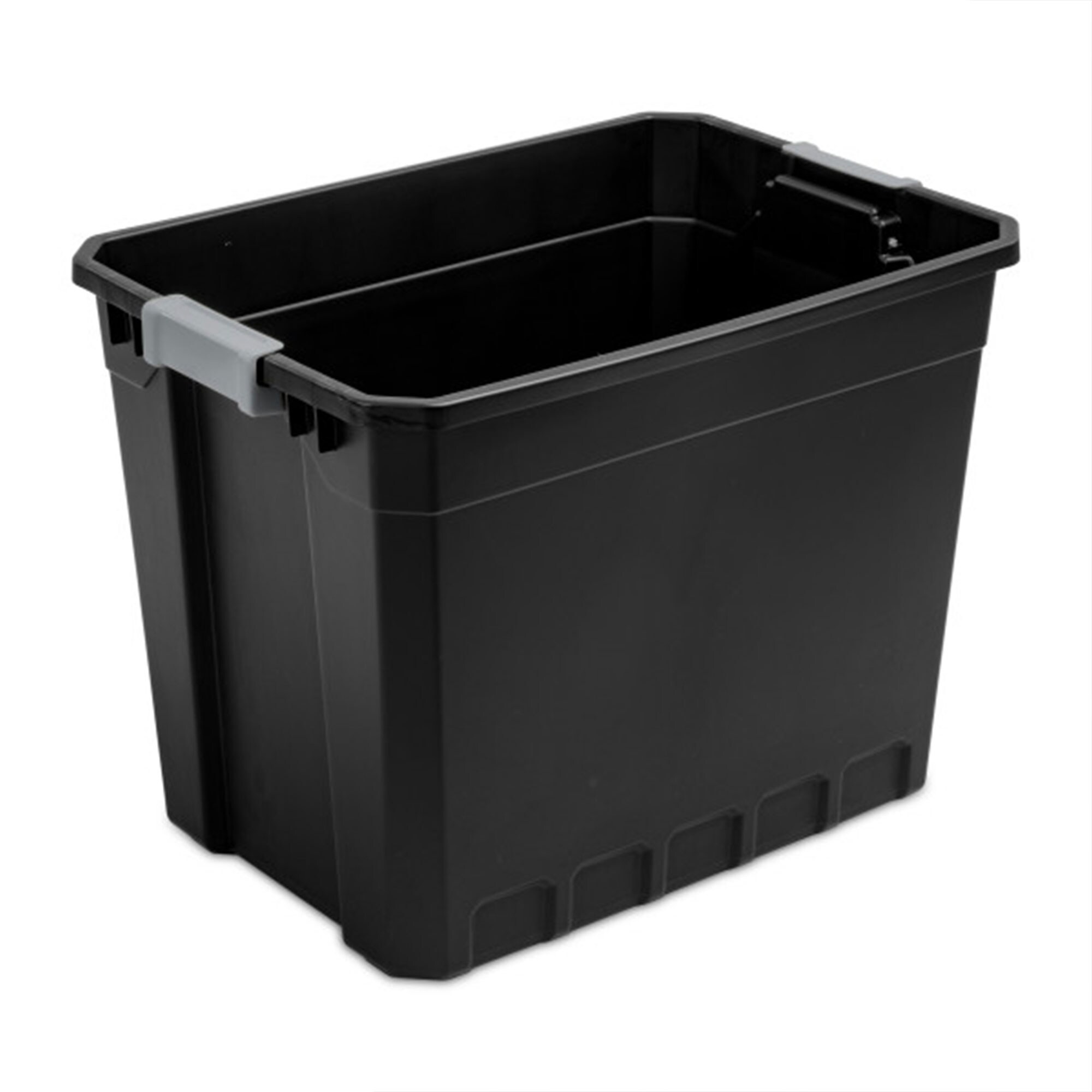 Black Heavy Duty Plastic Stackable Storage Tote with Lid