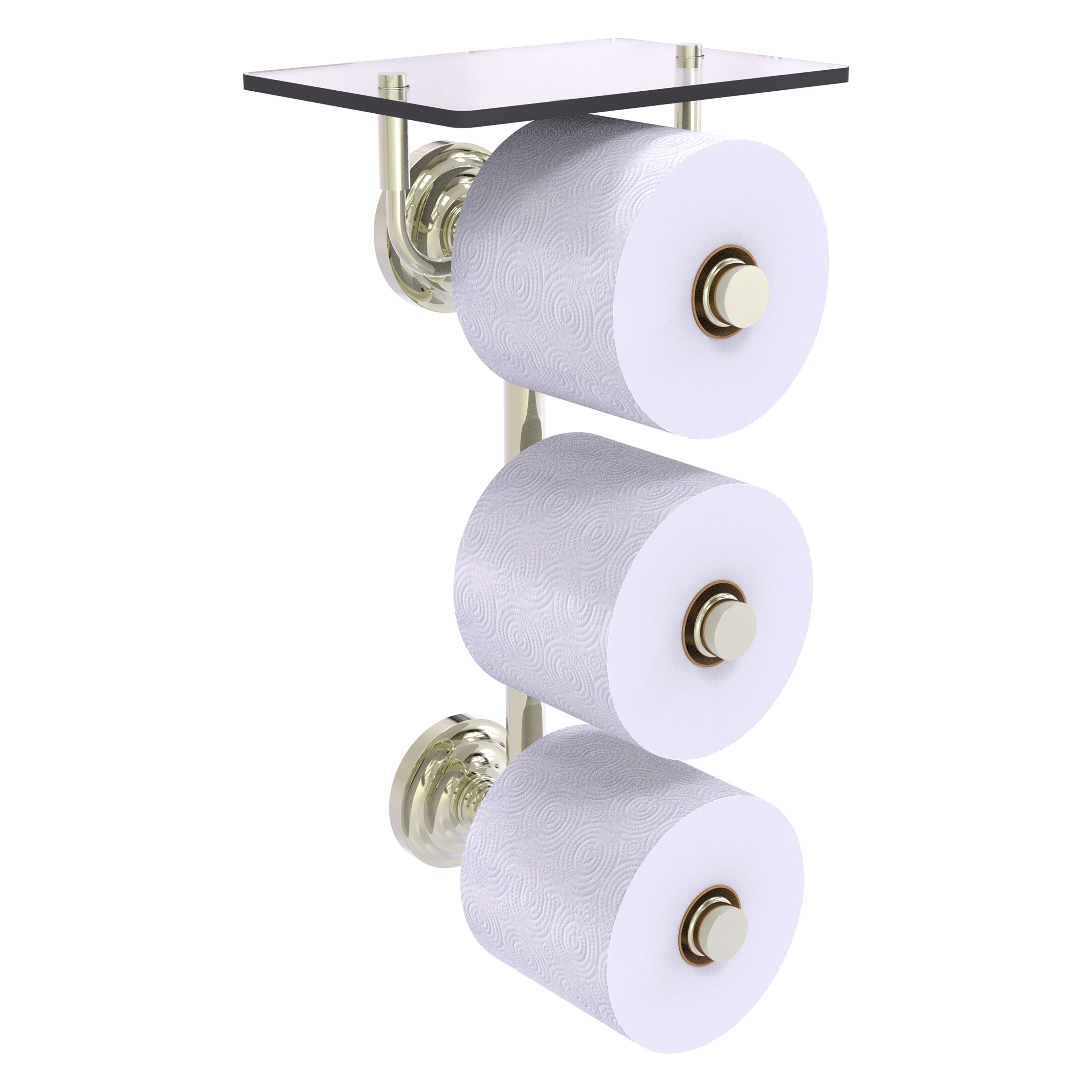 Allied Brass QN-35-3VS-PNI Que New Polished Nickel Wall mount Double post Toilet Paper Holder 3 -Rolls with Storage