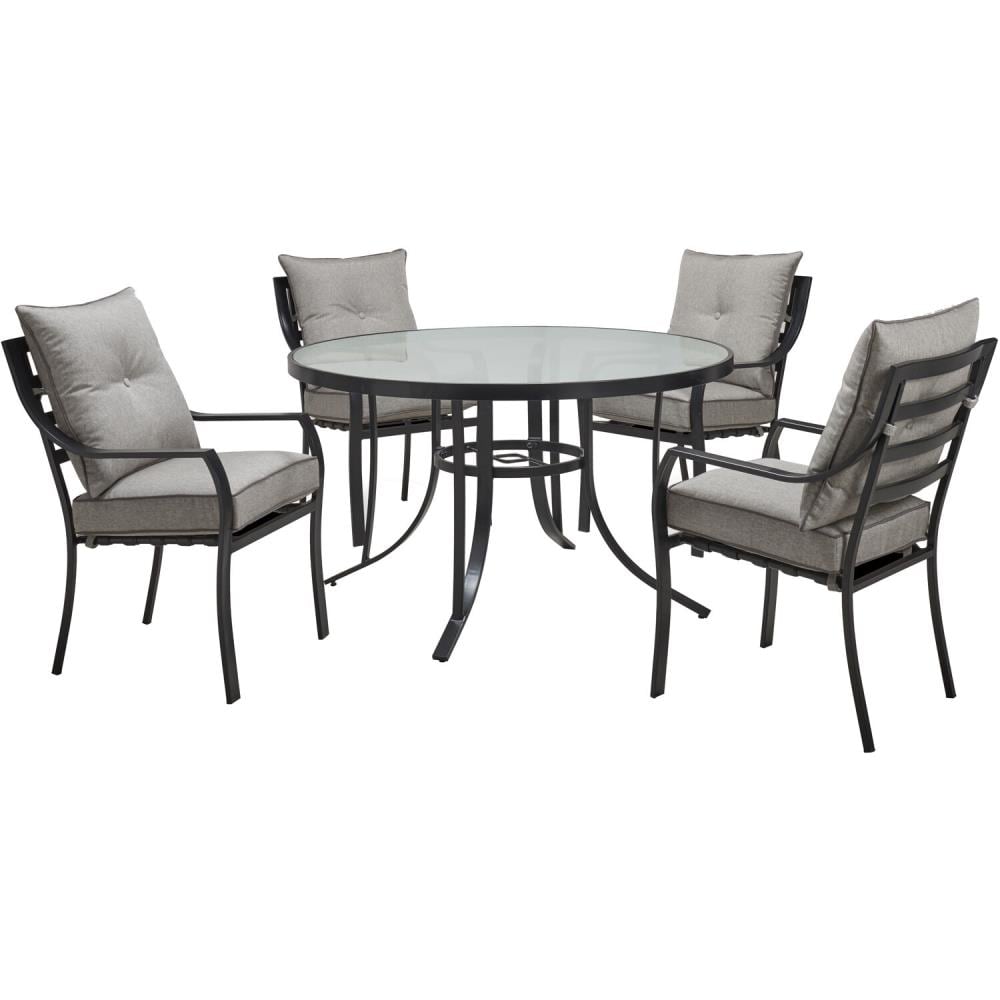 Hanover Lavallette 5-Piece Black Patio Dining Set with 4 Stationary ...