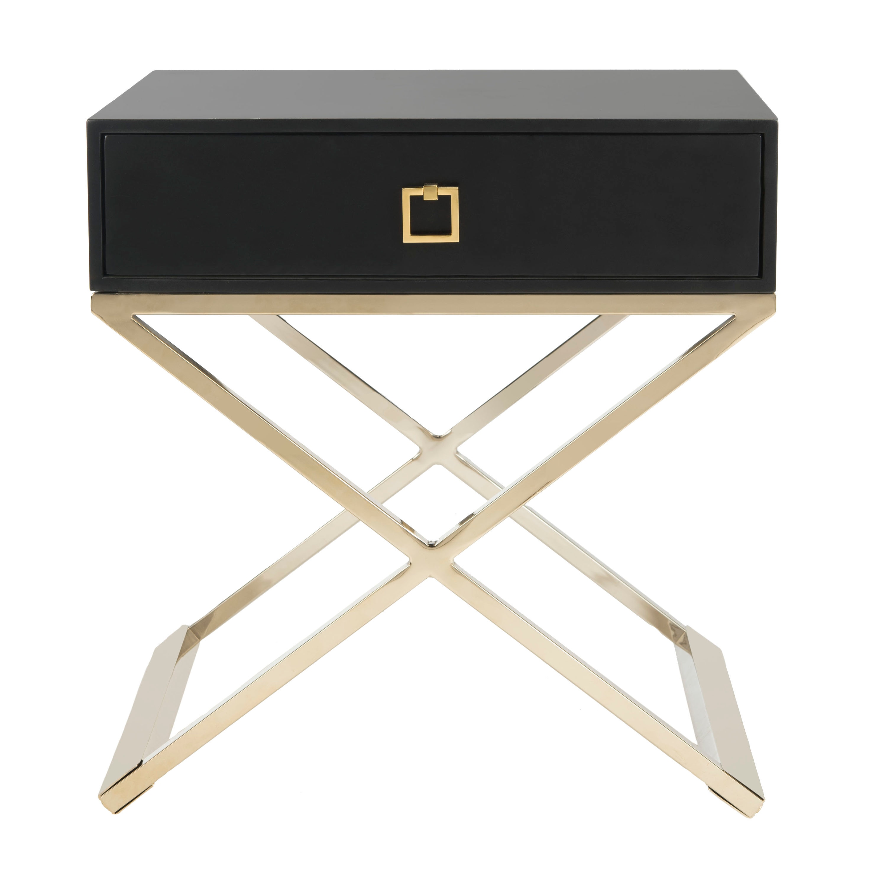 Safavieh FOX6295D Zarina 24-in W x 25.25-in H Black Wood Glam End Table with Storage Assembly Required