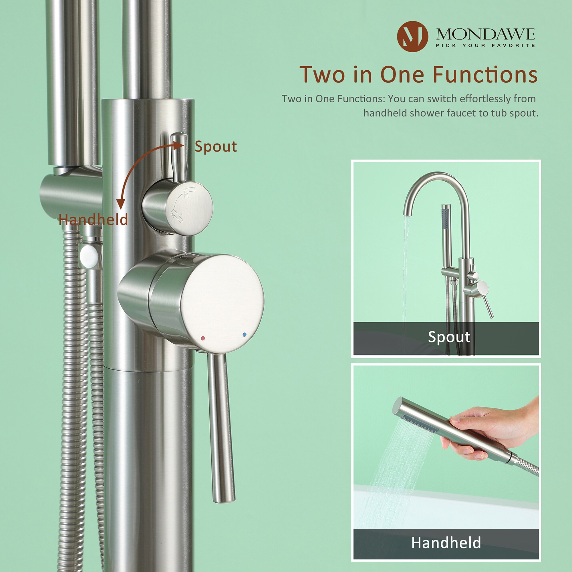 Mondawe AM-S123C-CH Roman-Tub-Faucets - View #9