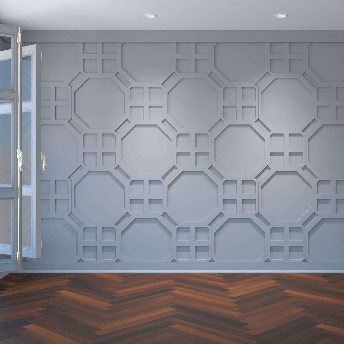 Ekena Millwork WALP24X24JHN 39-1/4-in x 23-7/8-in Smooth Paintable/Stainable White PVC Fretwork Wall Panel ( 5.54-sq ft )