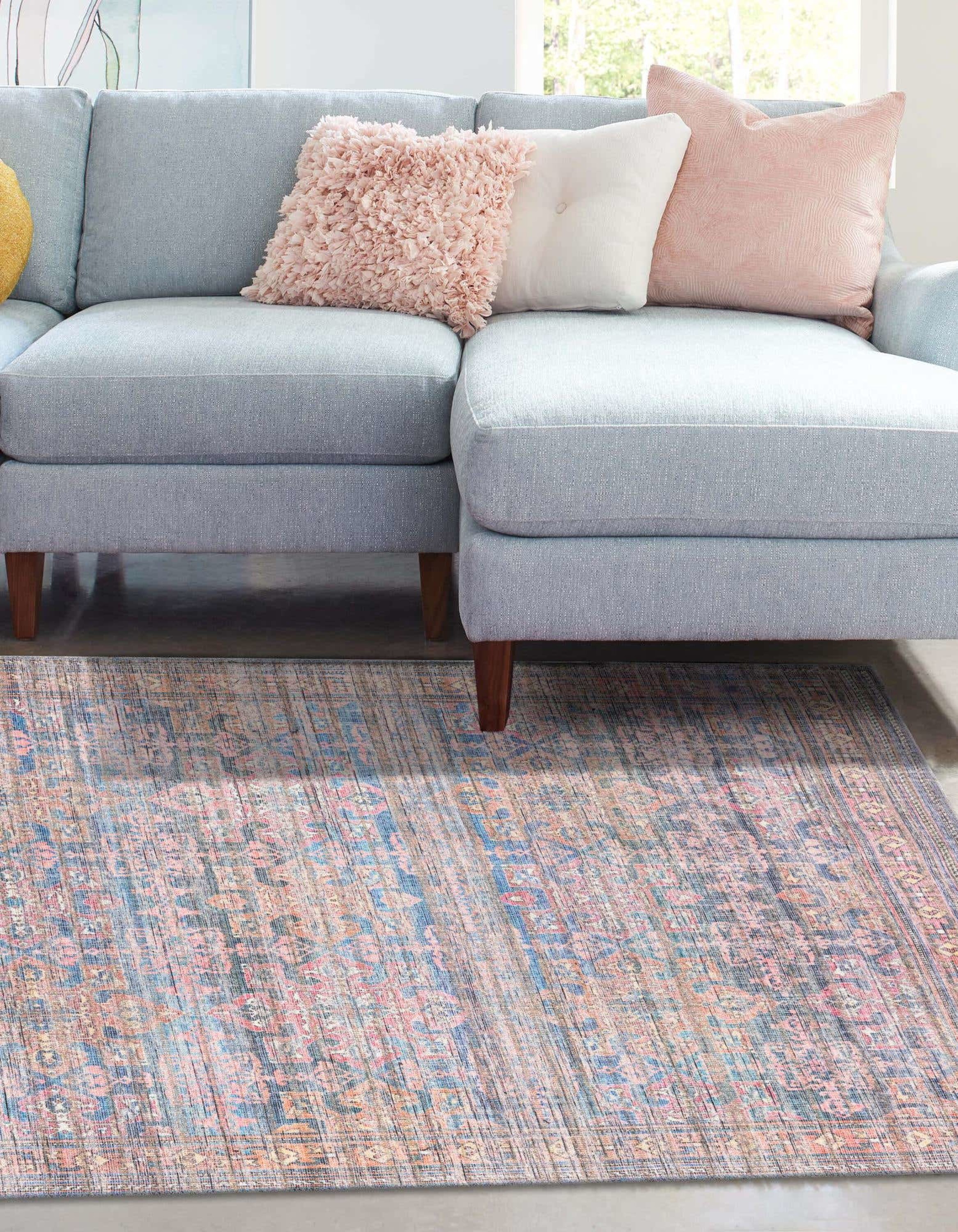 Nostalgia Antique Blue 9' x 12' Washable Synthetic Rug