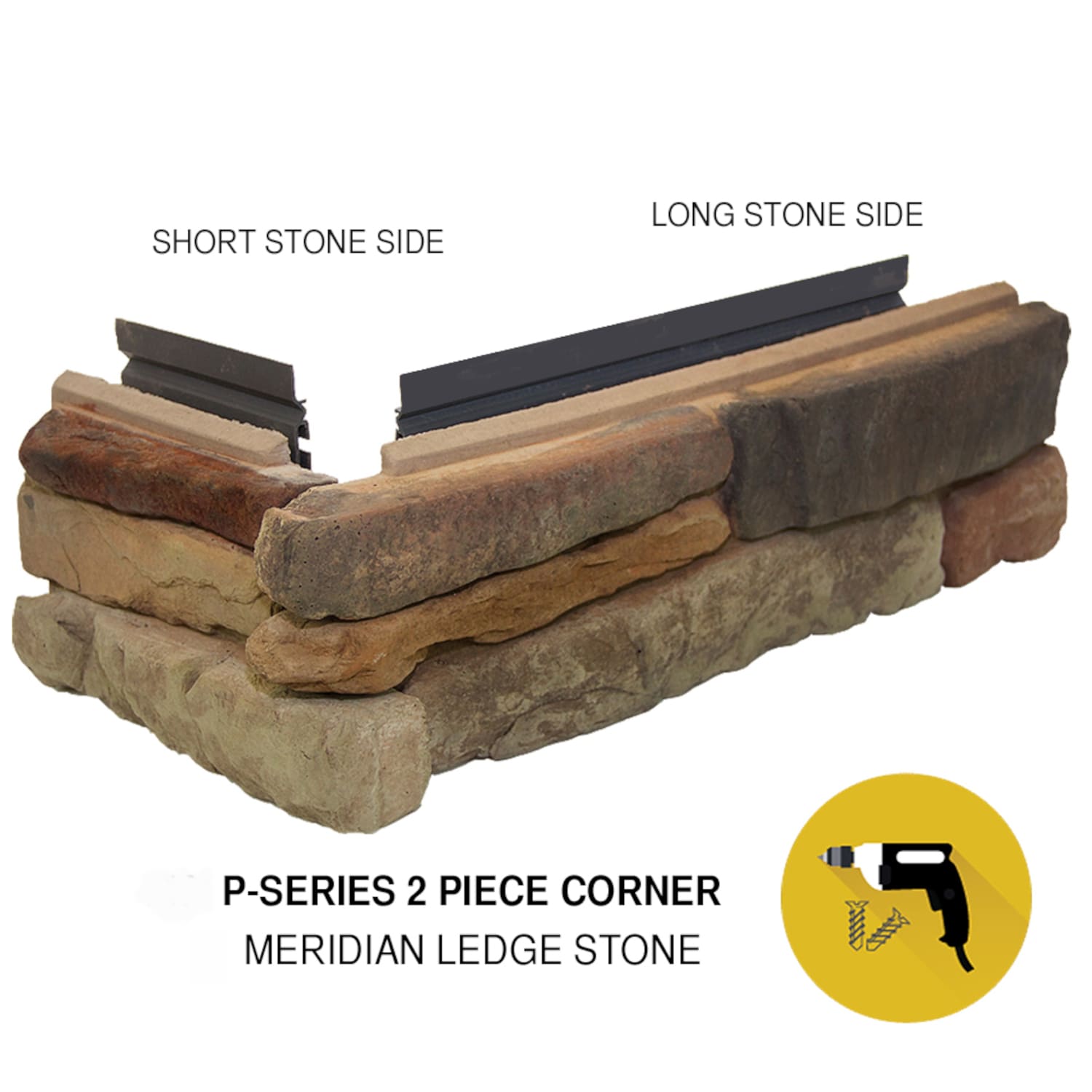 M-Rock MERIDANCORNERS Meridian Ledge Stone 1.66 Linear feet Brown Base with brown, black, ochre, chestnut, burgundy, and neutral stones Stone veneer
