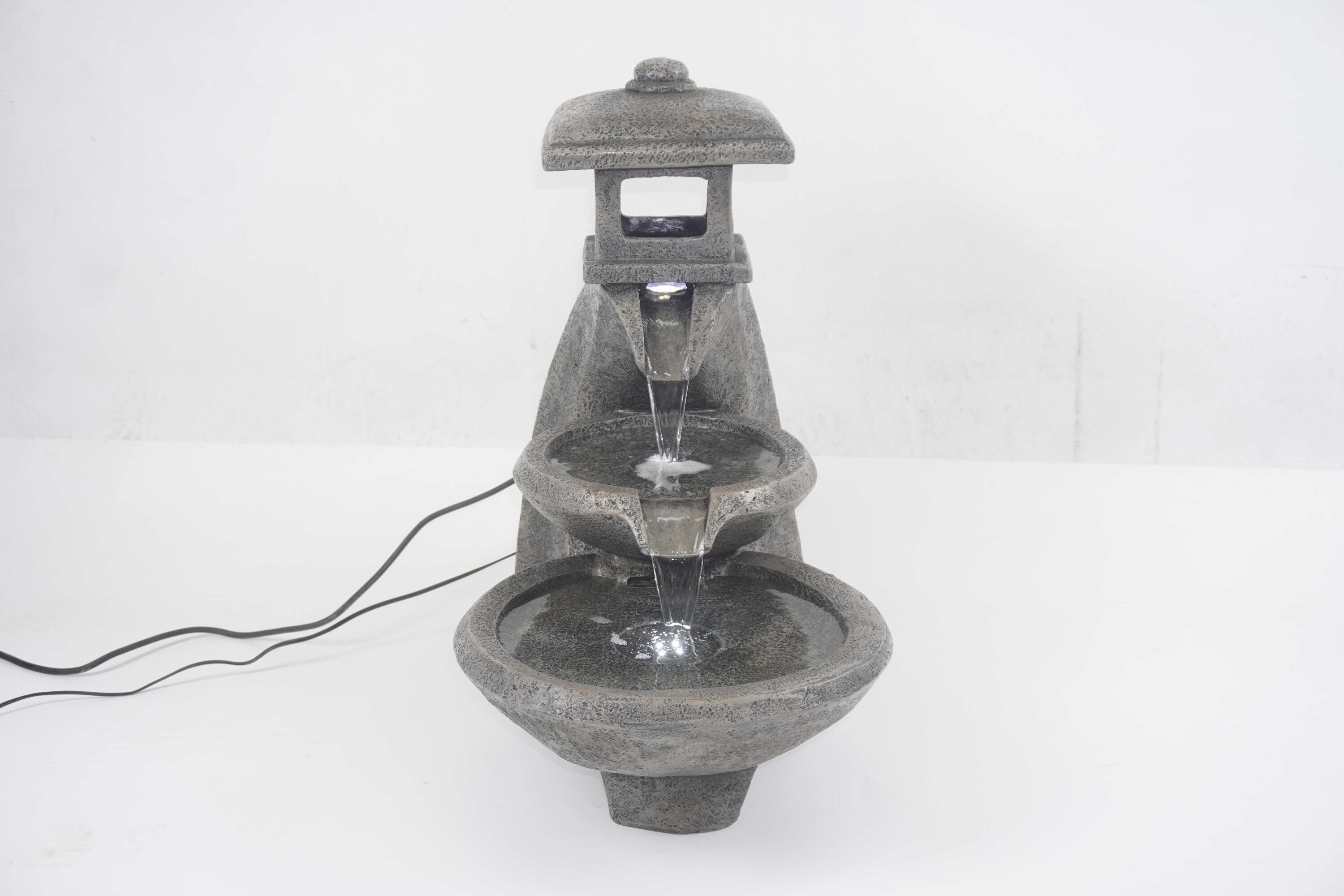 Hi-Line Gift 26-in H Resin Tiered Outdoor Fountain Pump Included in the ...