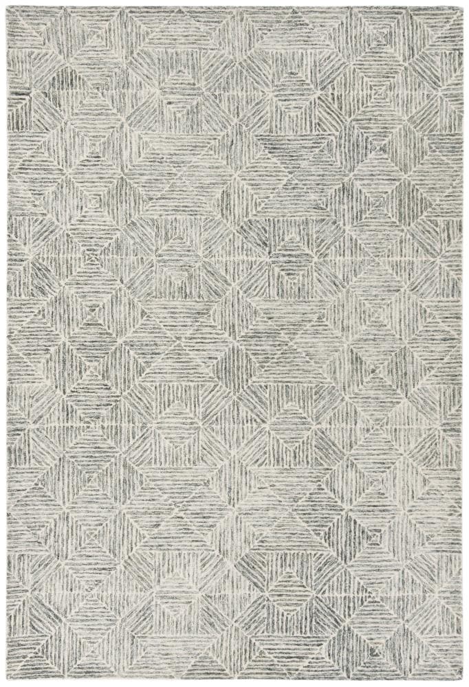 Handmade Light Green Wool and Viscose Geometric Area Rug