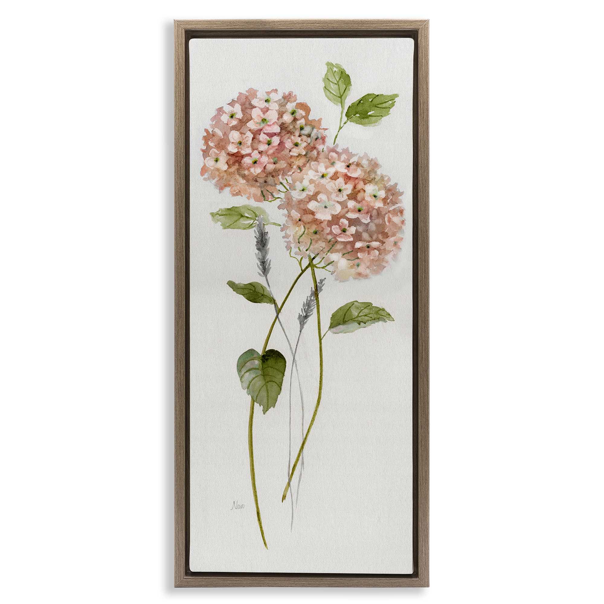 Stupell Industries BS-235-FFE-13X30 Two Pink Hydrangeas Floating Frame design by Nan