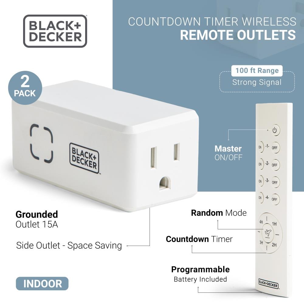 BLACK+DECKER Wireless Remote Control Outlets White/Mat Remote Control Outlet  in the Lamp & Light Controls department at