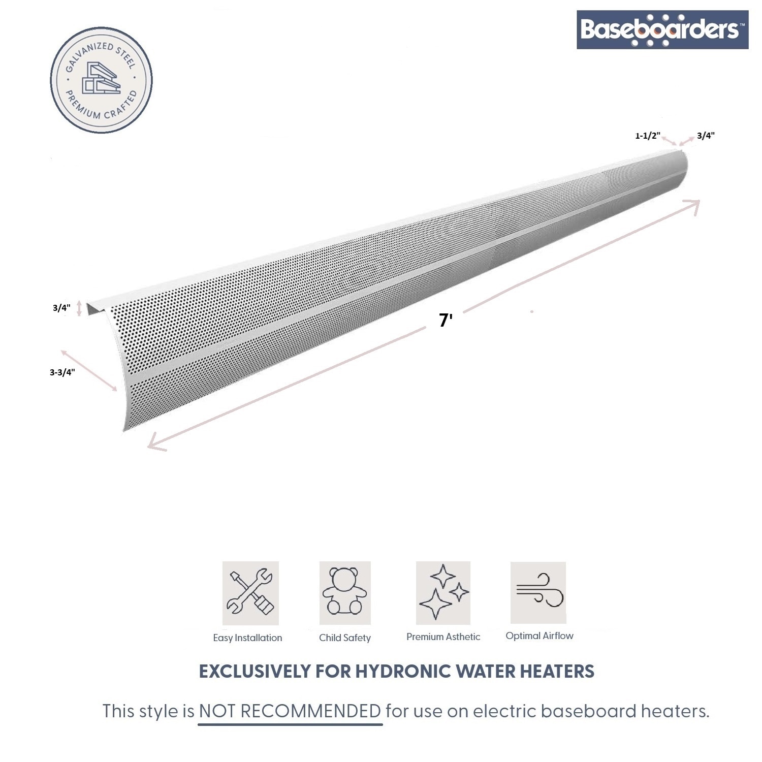 Baseboarders BA001-84-WHT Baseboard-Heater-Covers - View #2