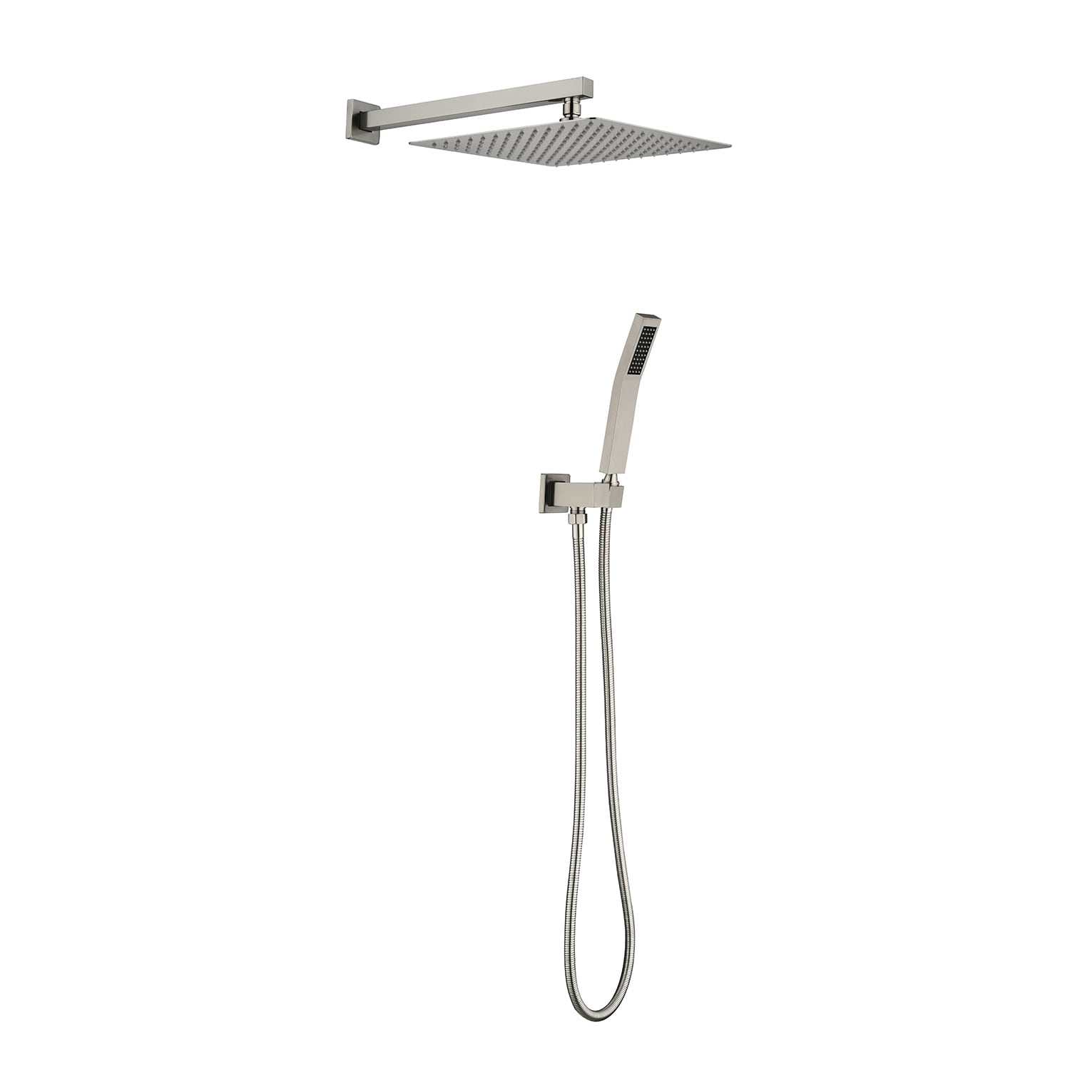 ZAKLOOP 1 -Spray Brushed Nickel 12-in Square Rain Filtered High Pressure Shower Head 1.2 GPM