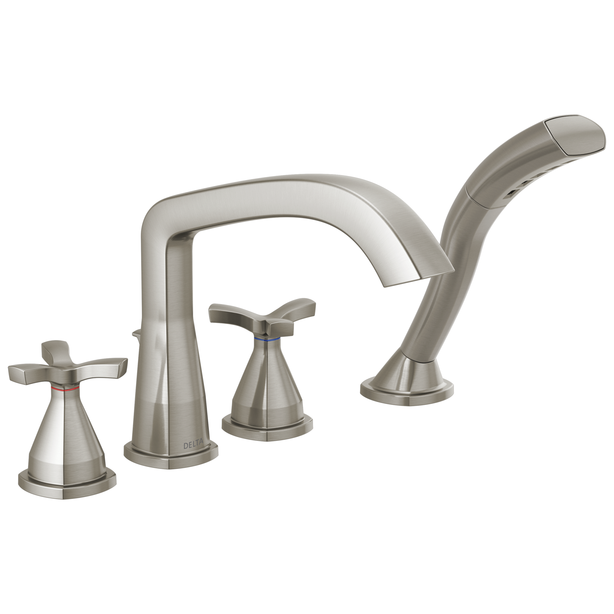 Delta T47766-SS Stryke Stainless 2-handle Deck-mount Roman Low-arc Bathtub Faucet