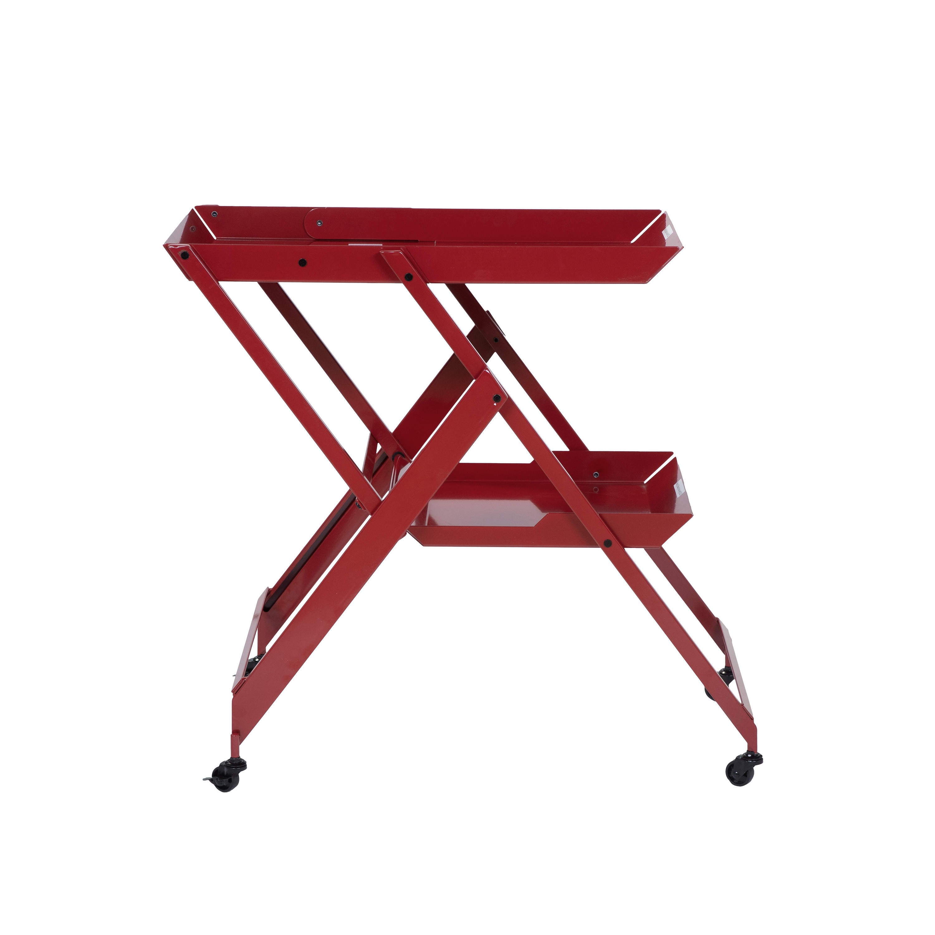 Furniture of America IDF-AC265RD Red Steel Base with Steel Metal Top Rolling Kitchen Cart ( 17.75-in x 27.5-in x 30.63-in )