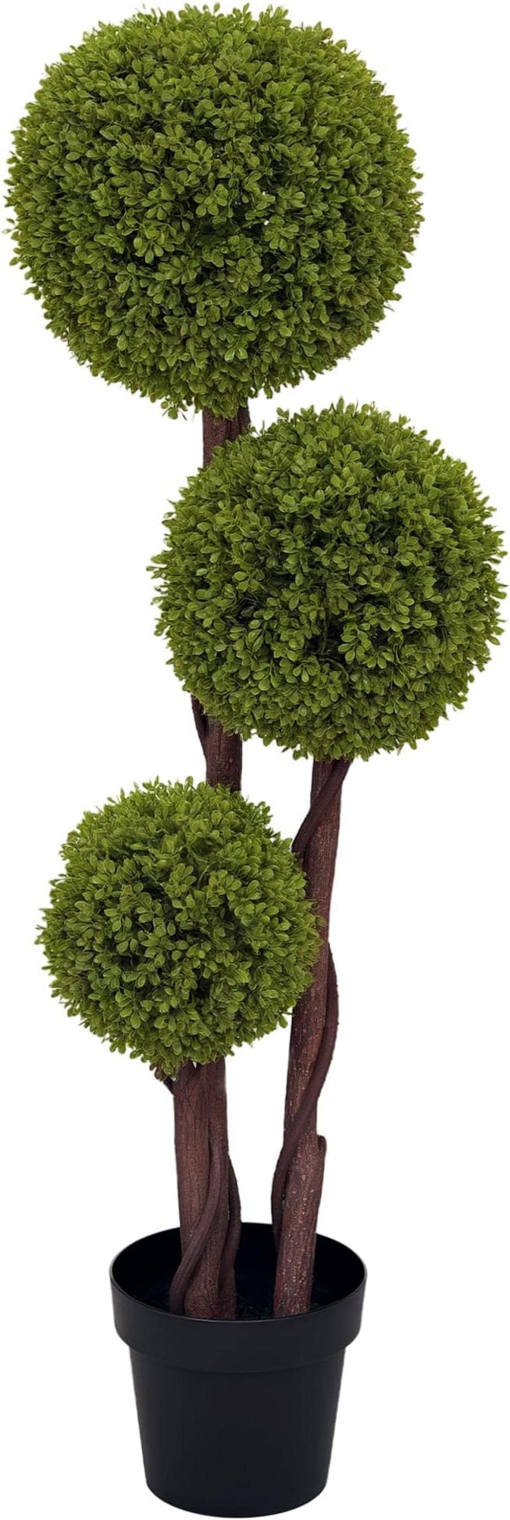 Aveyas AVE0BTK-09 3 Ball Boxwood Topiary Tree Artificial Plant Light Green