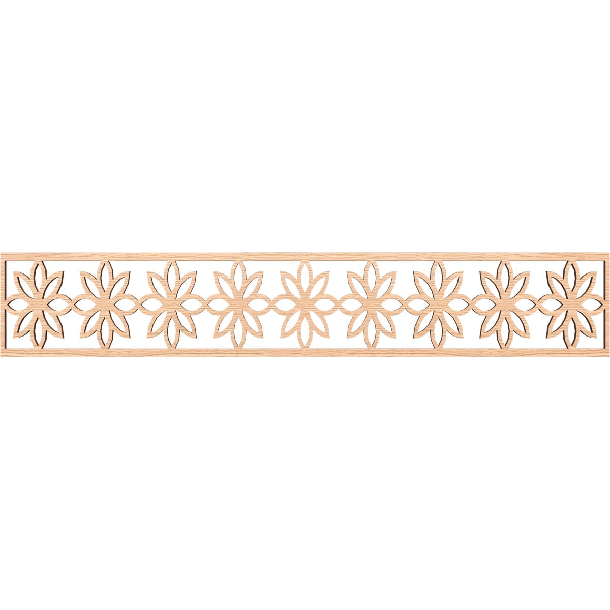 Ekena Millwork MLDB08X46DASRO Daisy Fretwork Flat Trim 8-in x 3.89-ft Red Oak Brown Unfinished 2157501 Pierced Wall Panel Moulding