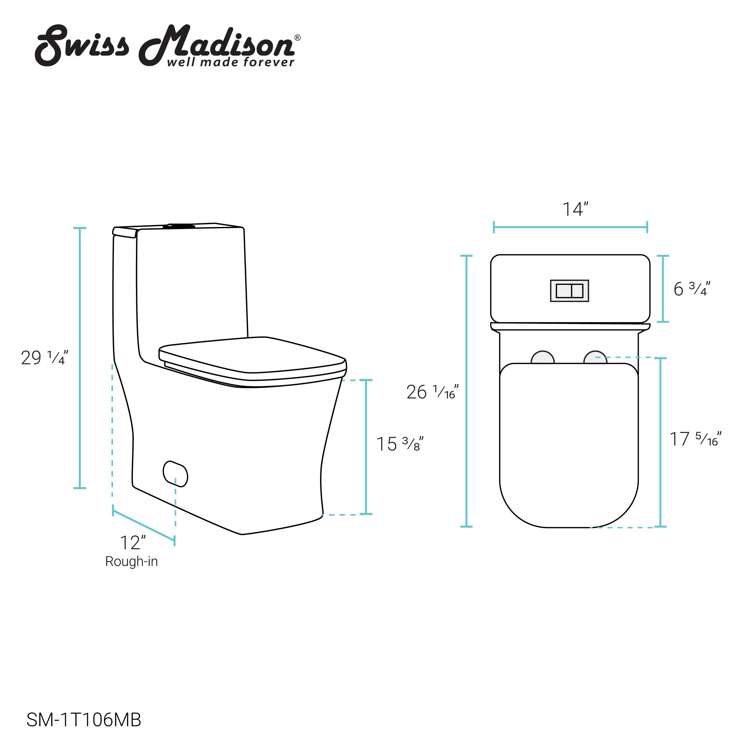 Swiss Madison Concorde Matte Black Dual Flush Square Standard Height ...