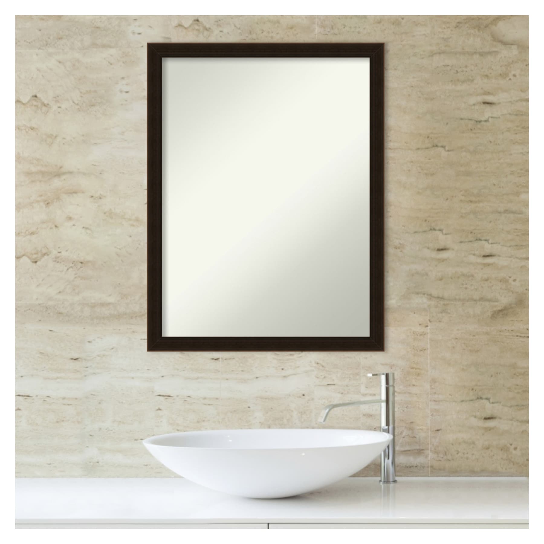 Espresso Brown Full Length Wood Bathroom Vanity Mirror