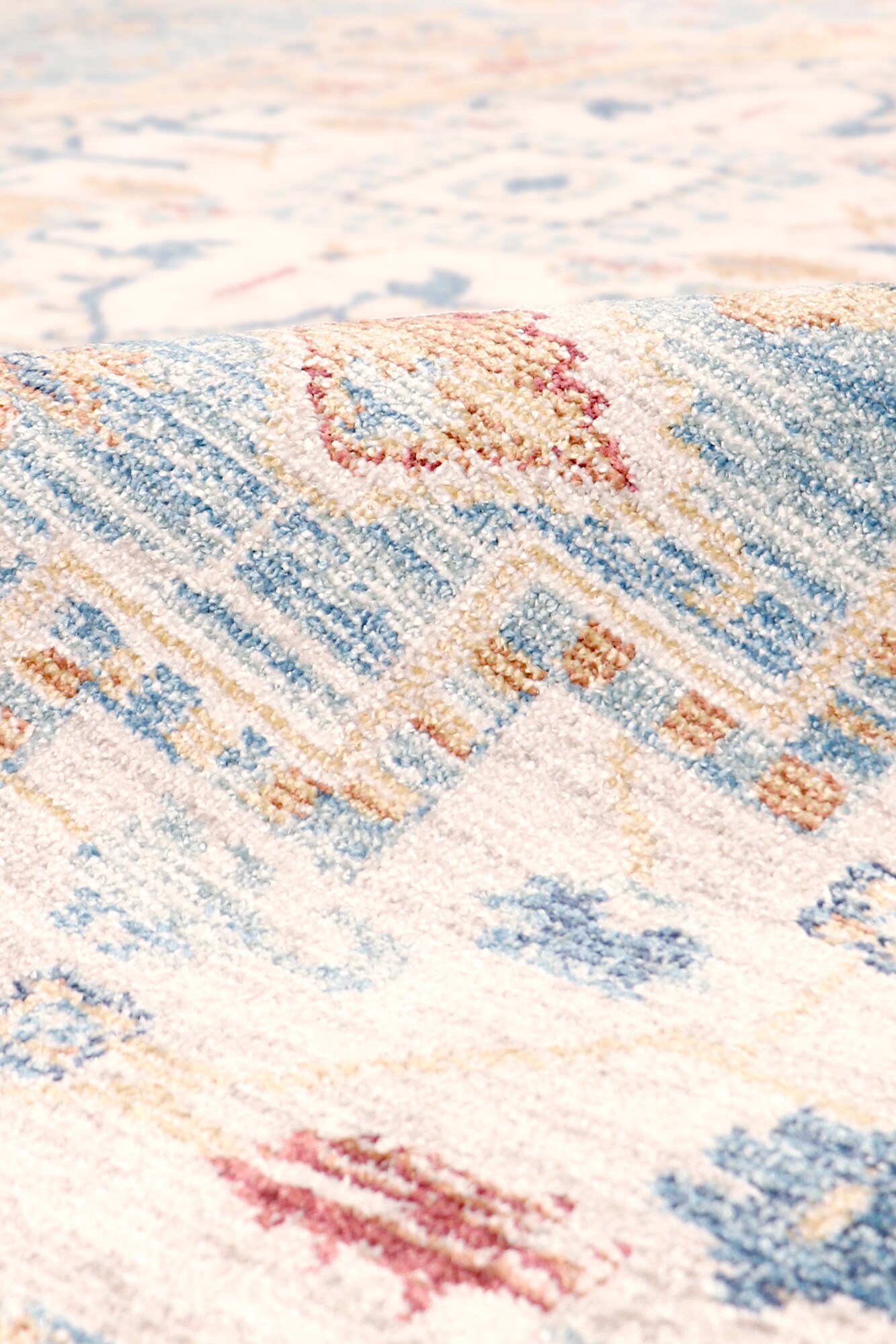 Heritage Light Blue and Ivory Rectangular Synthetic Area Rug