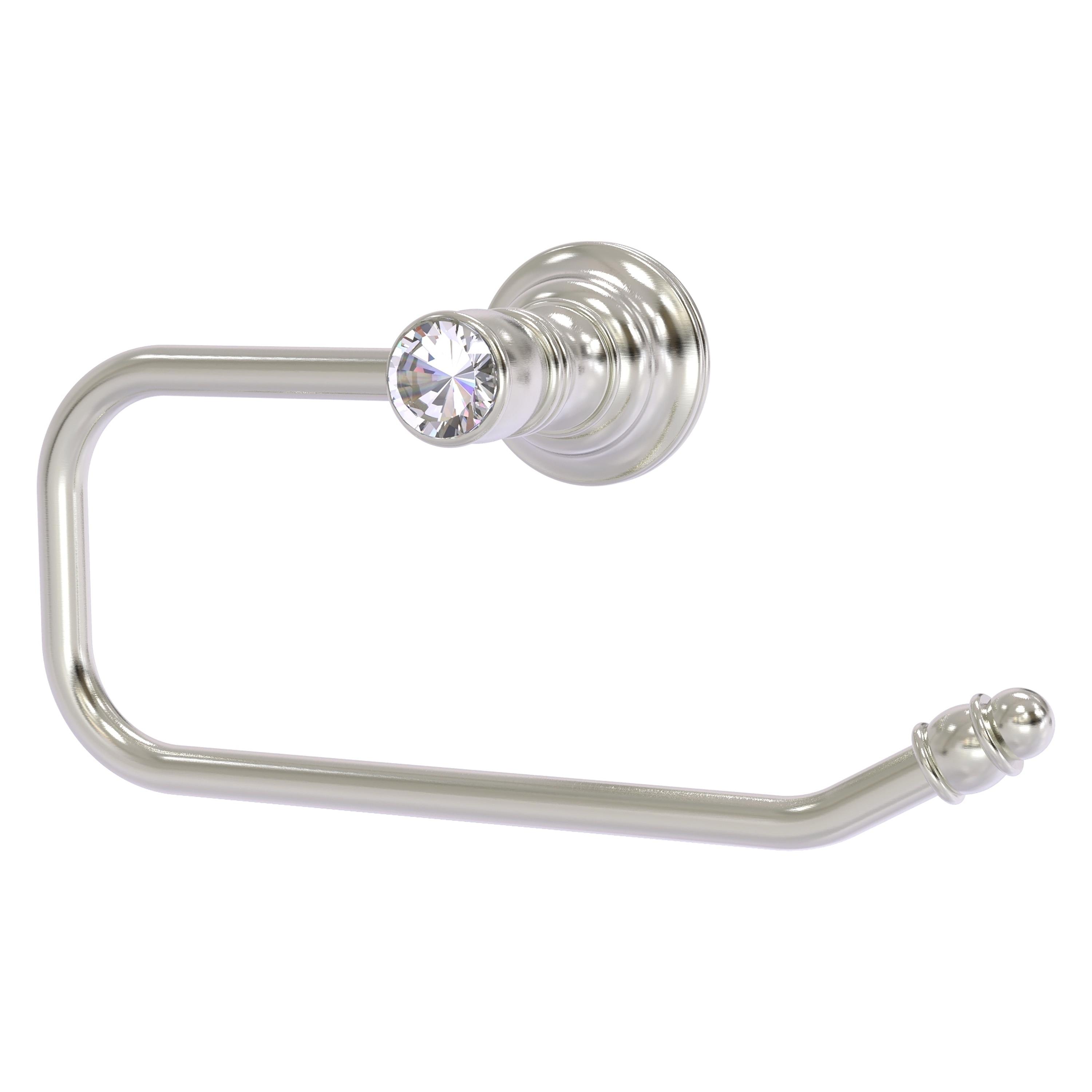 Allied Brass CC-24E-SN Carolina Crystal Satin Nickel Wall mount Single post Toilet Paper Holder 1 -Rolls