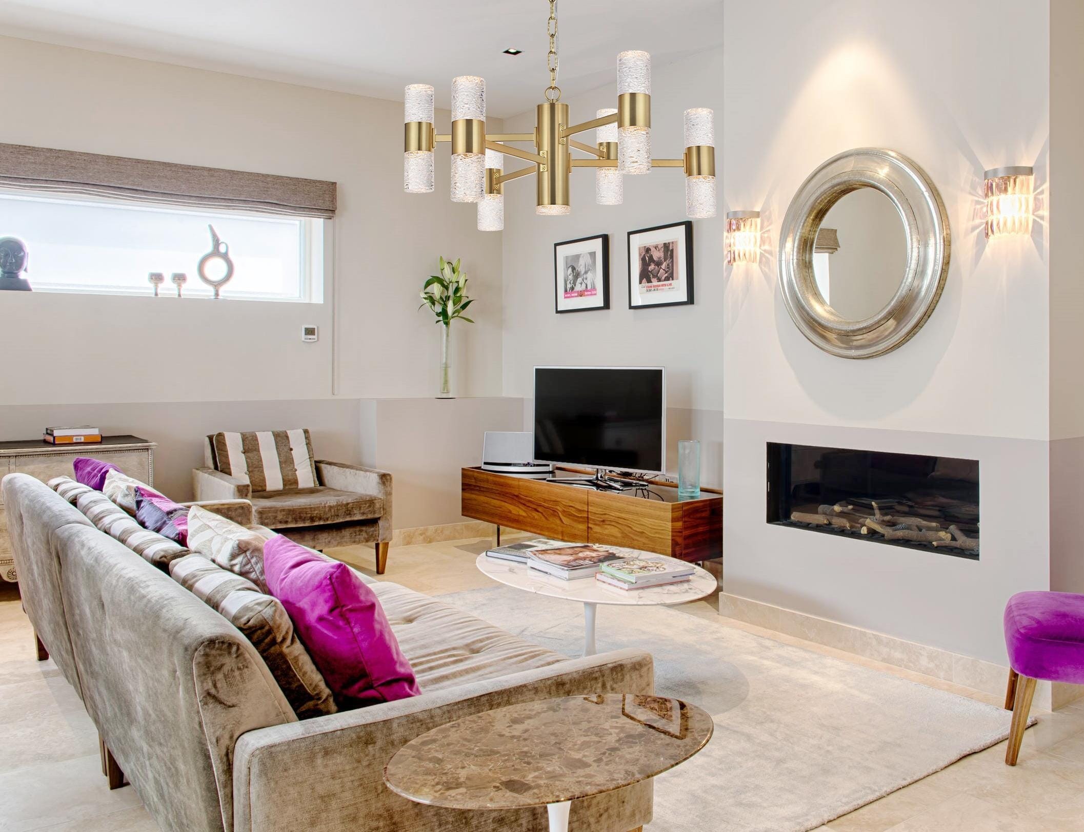 Modern Gold and Clear Glass LED Pendant Light Fixture