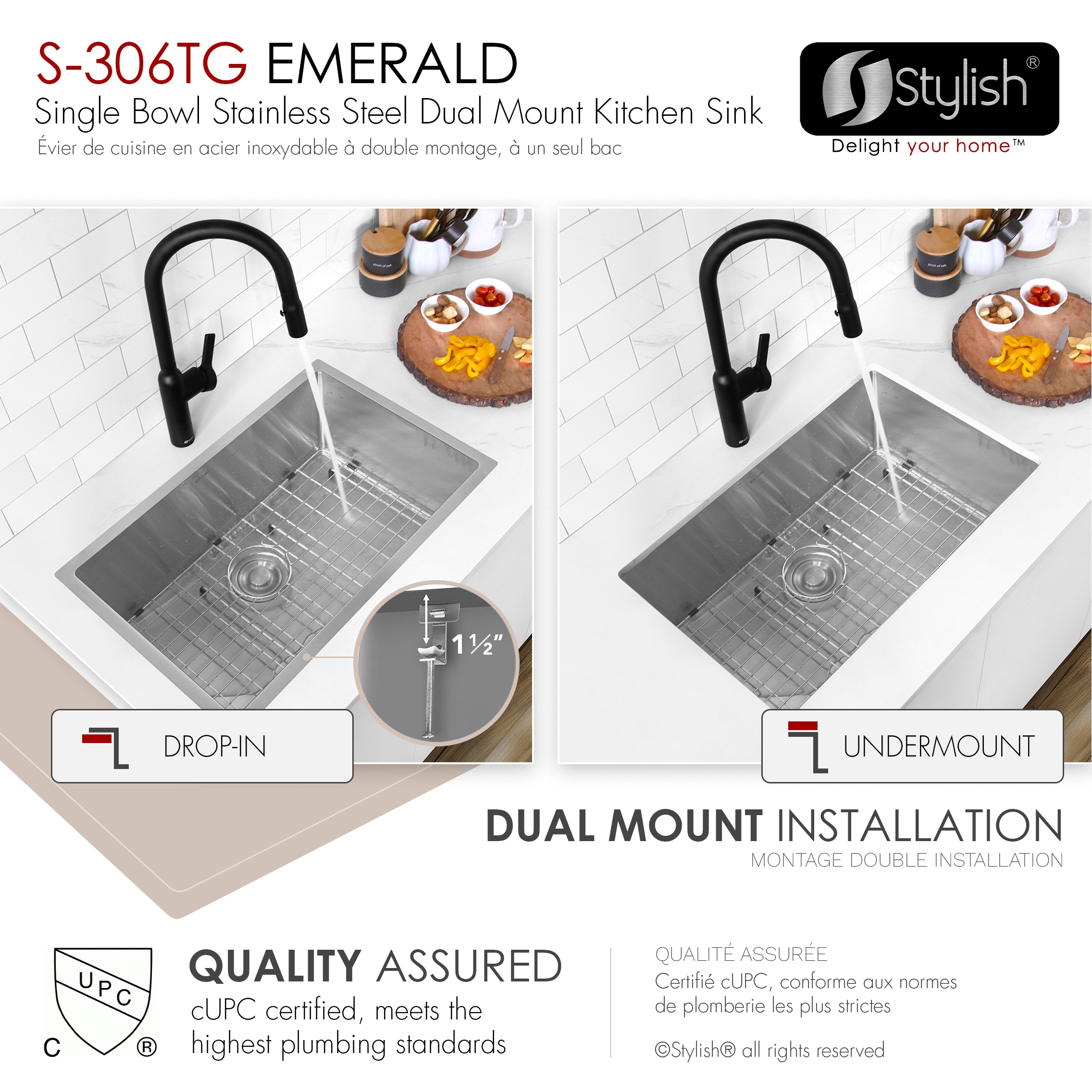 Stylish S-306TG Kitchen-Sinks - View #5