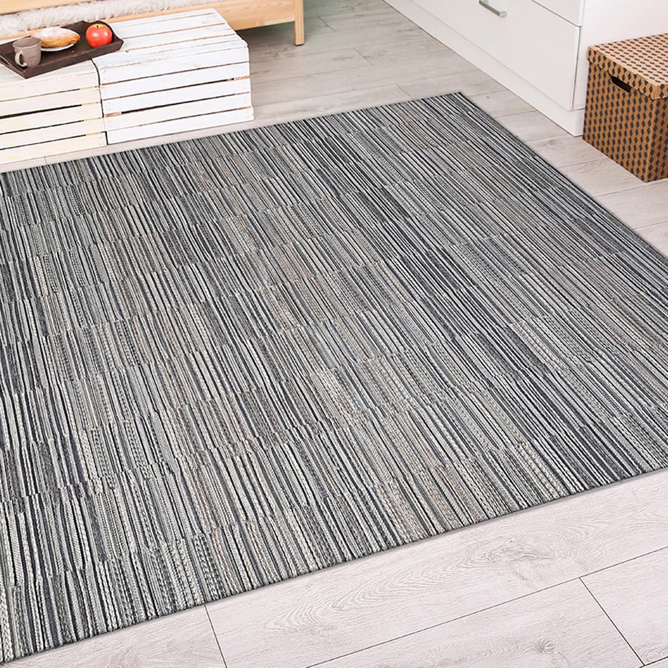 Couristan 98609009023119U Cape 2 x 11 (ft) Polypropylene Silver-Charcoal Rectangular Indoor/Outdoor Stripe Runner rug