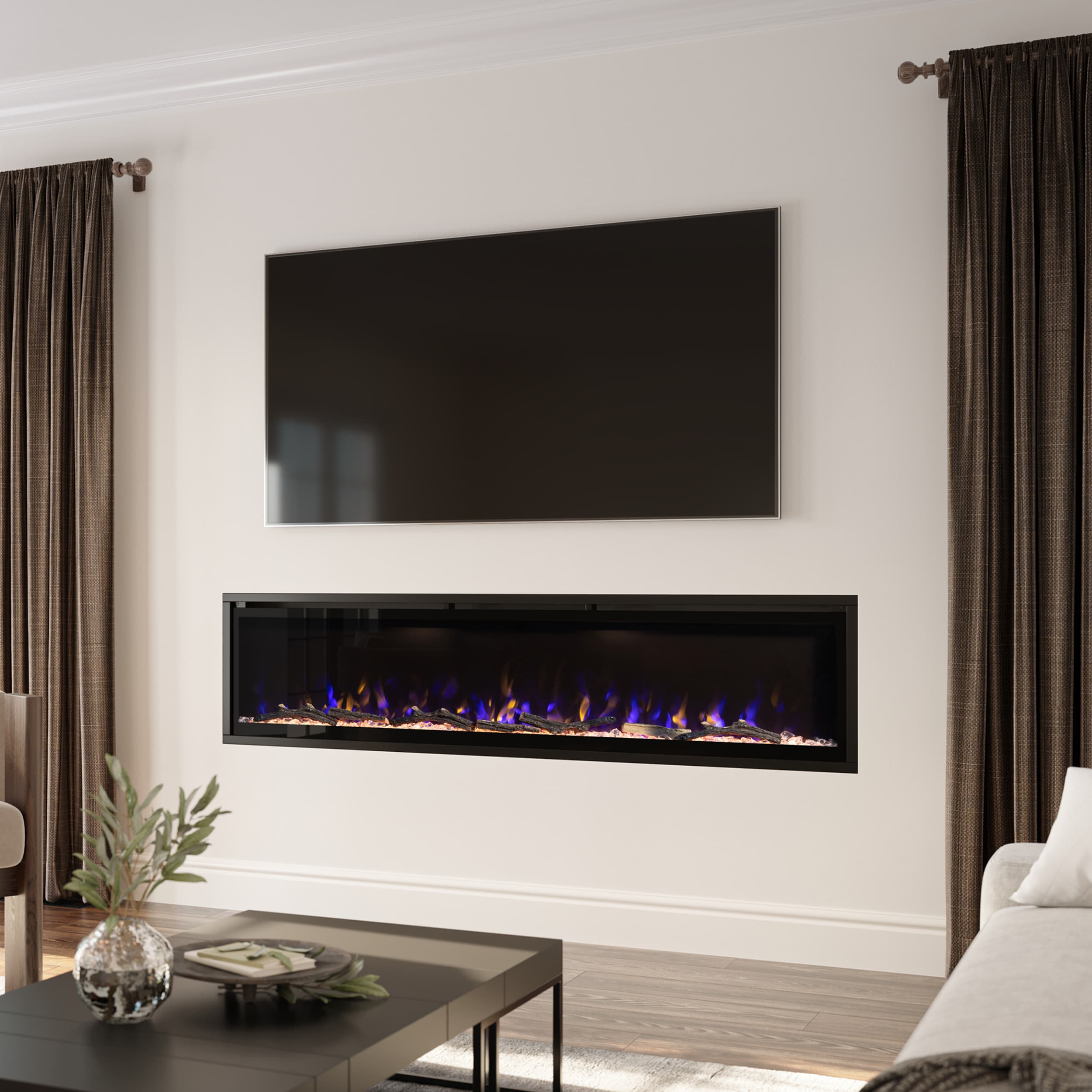 Modern Ember 72-in W Aerus Black Infrared Quartz Wall-mount Electric 