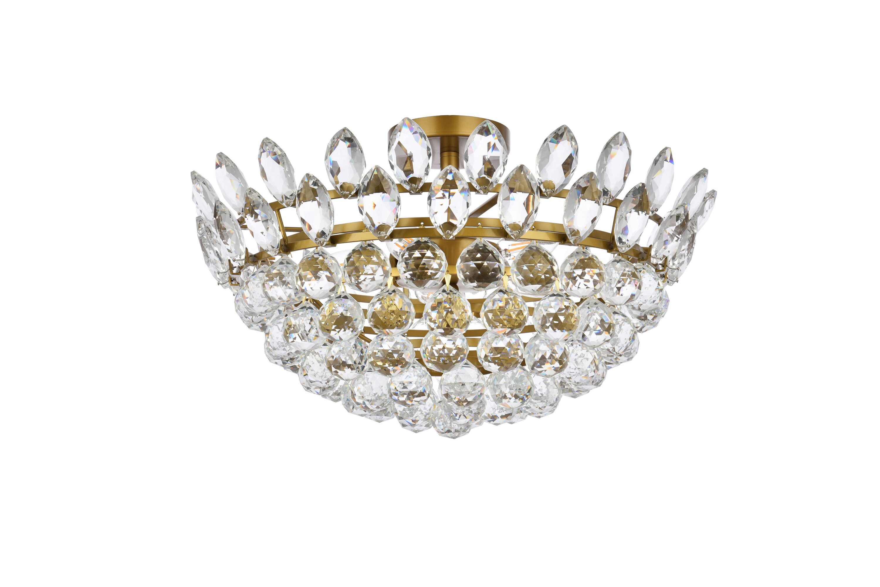 Emilia Brass and Crystal 5-Light Flush Mount