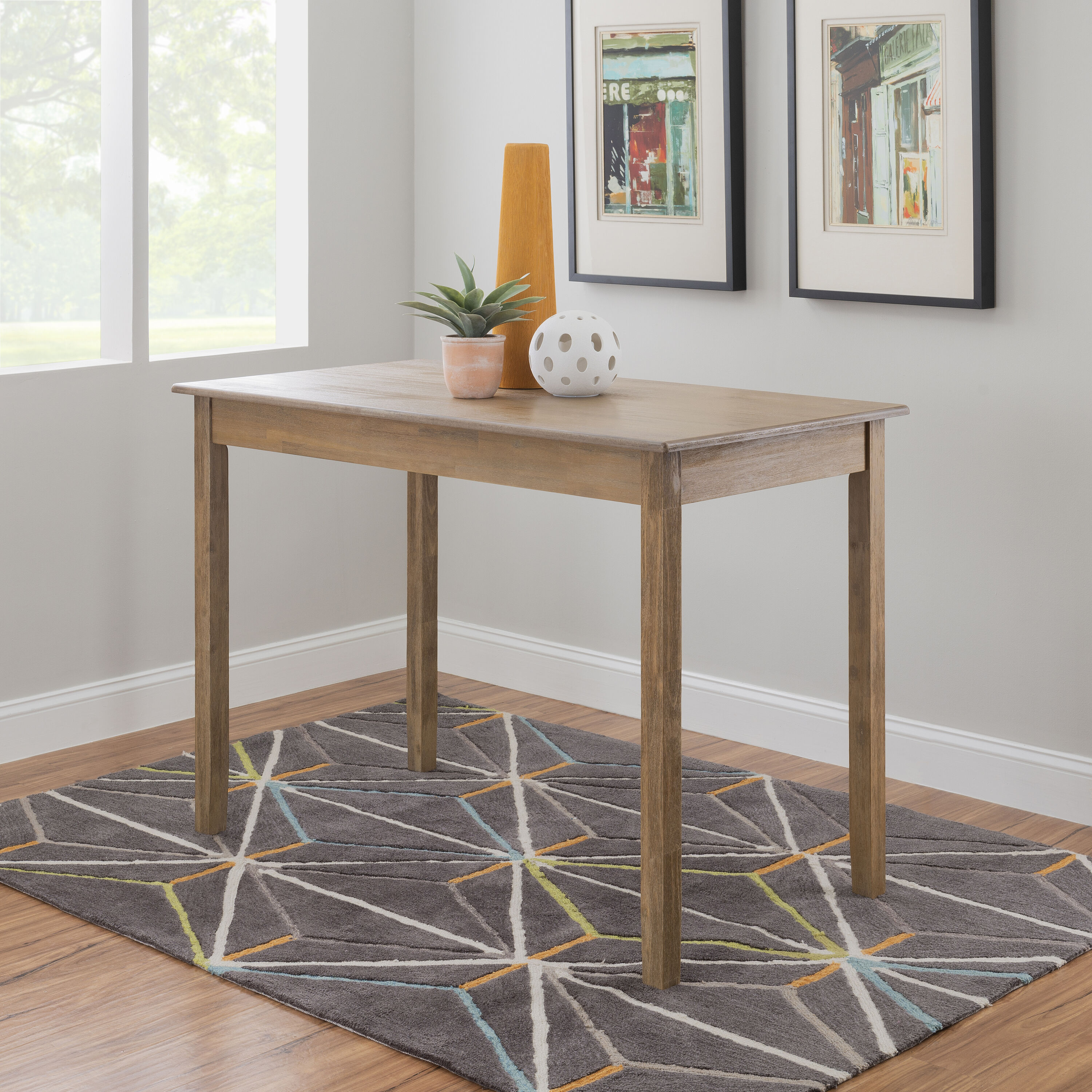 Linon LOWES1904 Greywash Contemporary/Modern Counter Table, Wood with Greywash Wood 52-in L x 36-in H