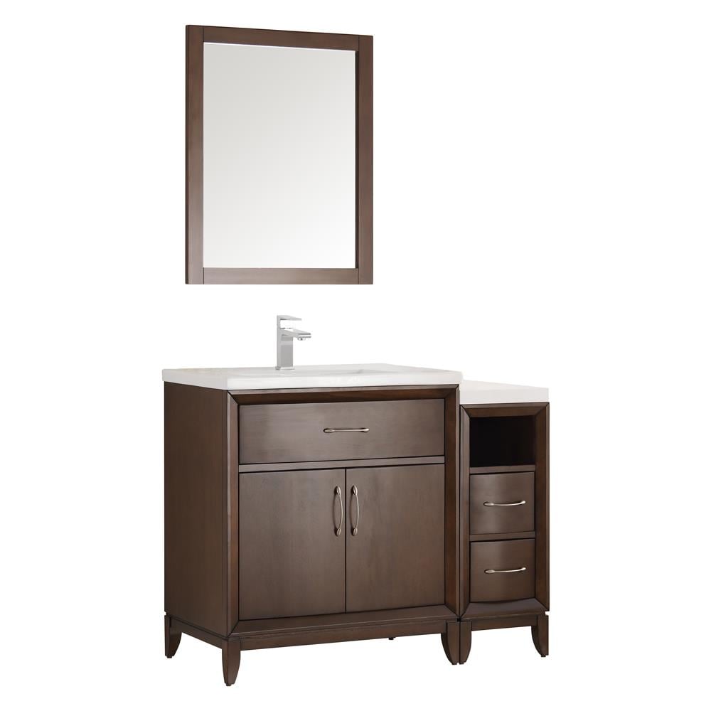 Fresca FVN21-3012AC Cambridge 42-in Antique coffee Single sink Bathroom Vanity with White Ceramic Top (Mirror Included)