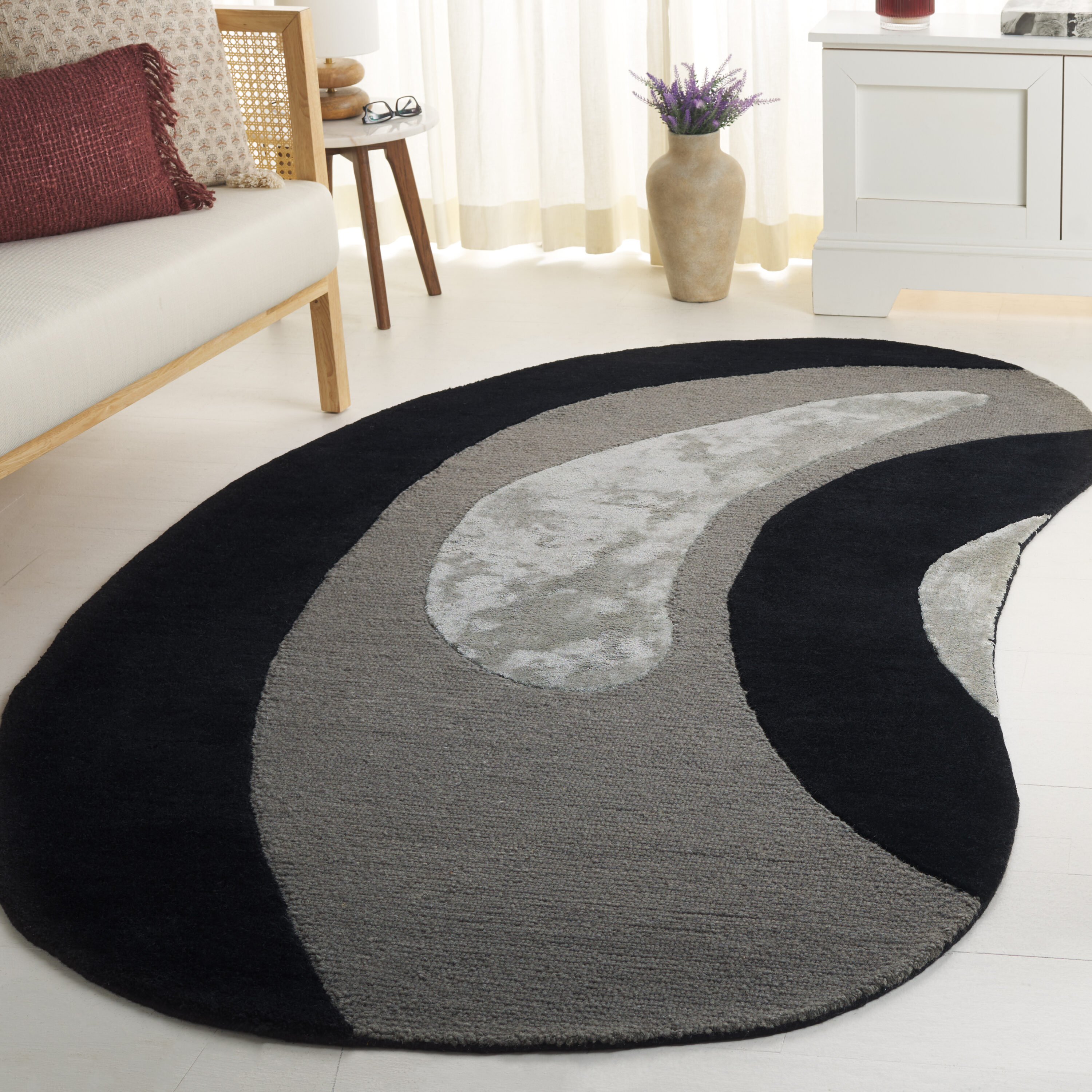  Novelty 150 Black/Gray Contemporary 5ft x 8ft Medium Rectangle Rug
