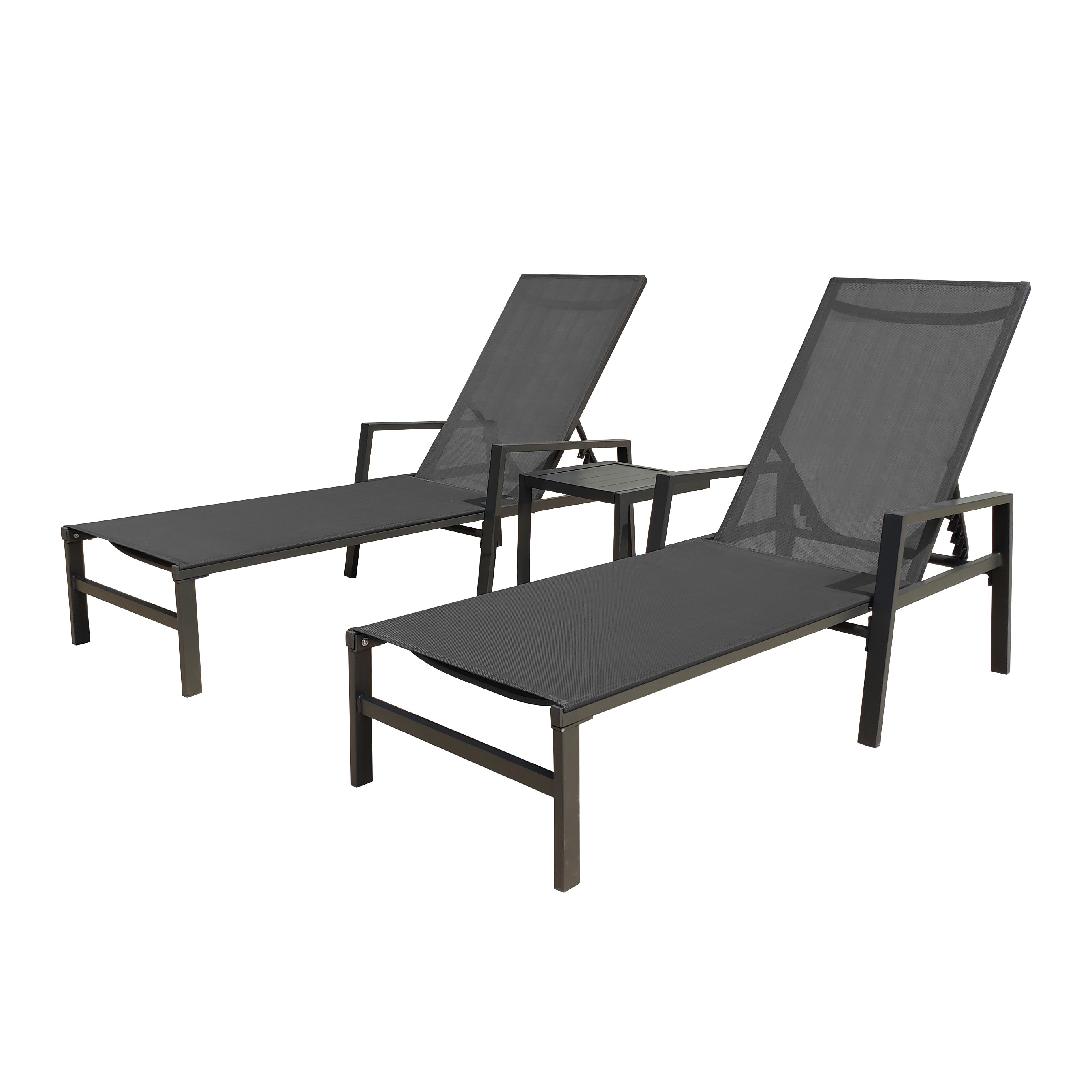 Clihome Patio chair Set of 2 Metal Aluminum Frame Stationary Chaise ...