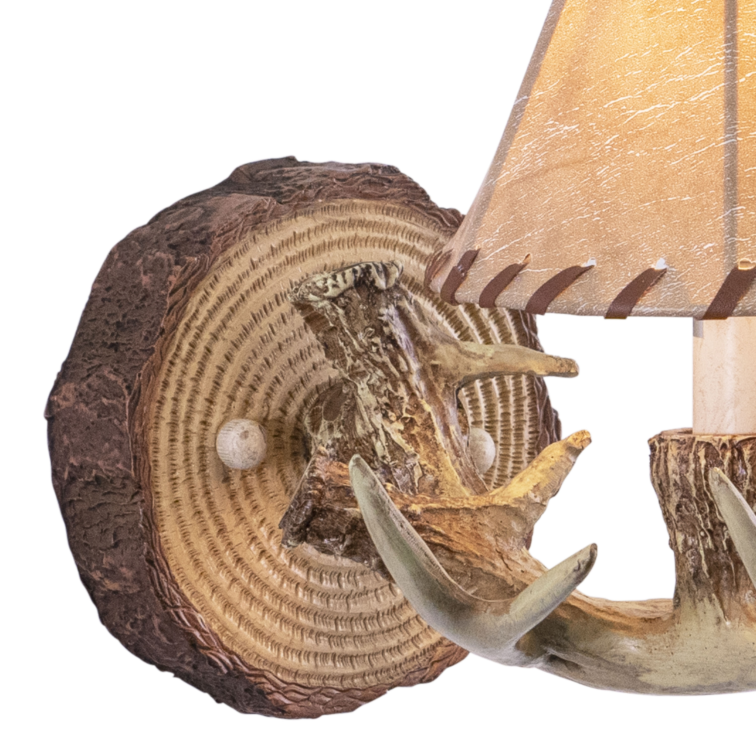 Rustic Brown Faux Leather Antler Wall Sconce