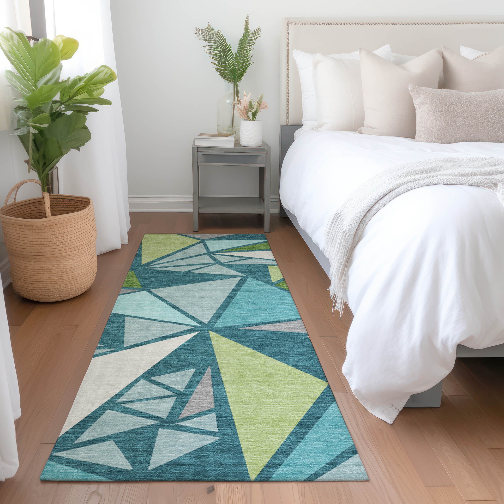 Addison Rugs ACN1039TE2X8 Chantille ACN1039TE 2 x 7 (ft) Polyester Teal Rectangular Indoor/Outdoor Geometric Machine washable Runner rug