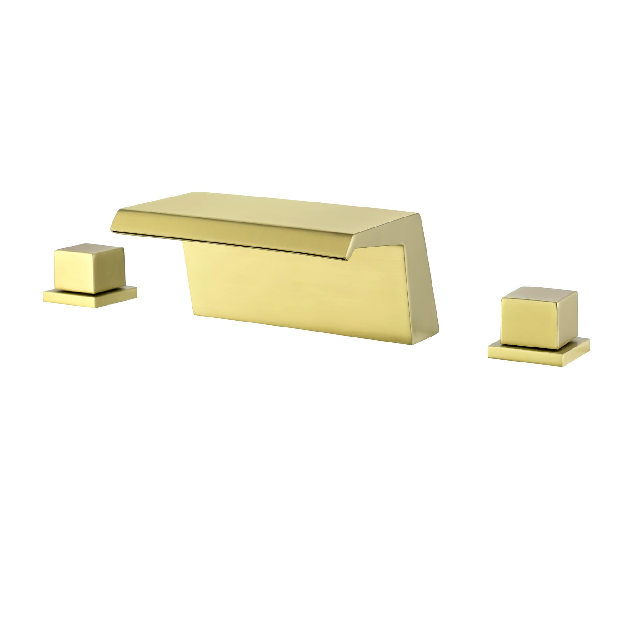 Mondawe MD1520BG Brushed Gold Widespread 2-handle Low-arc Commercial/Residential Handle Bathroom Sink Faucet