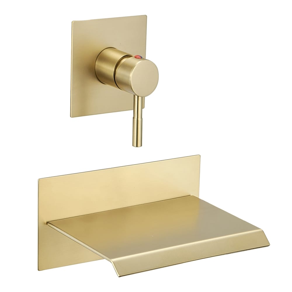 BWE B-93006-BG Elegant Aura Brushed Gold 1-handle Wall-mount Low-arc Bathtub Faucet ( Valve Included )