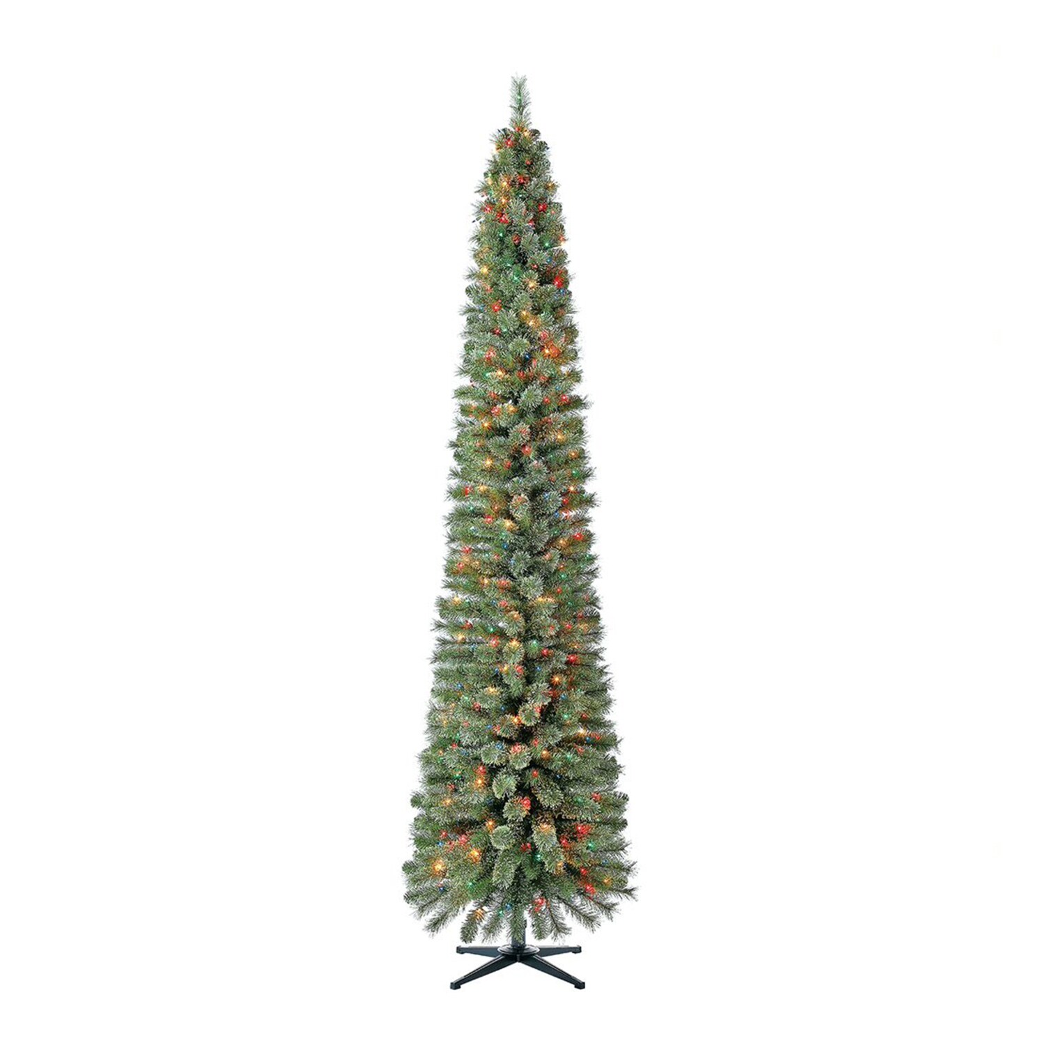 Home Heritage 7-Ft Mixed Needle Pre-Lit Traditional Slim Artificial Christmas Tree With 500 Constant Multicolor Led Lights In The Artificial Christmas Trees Department At Lowes.com