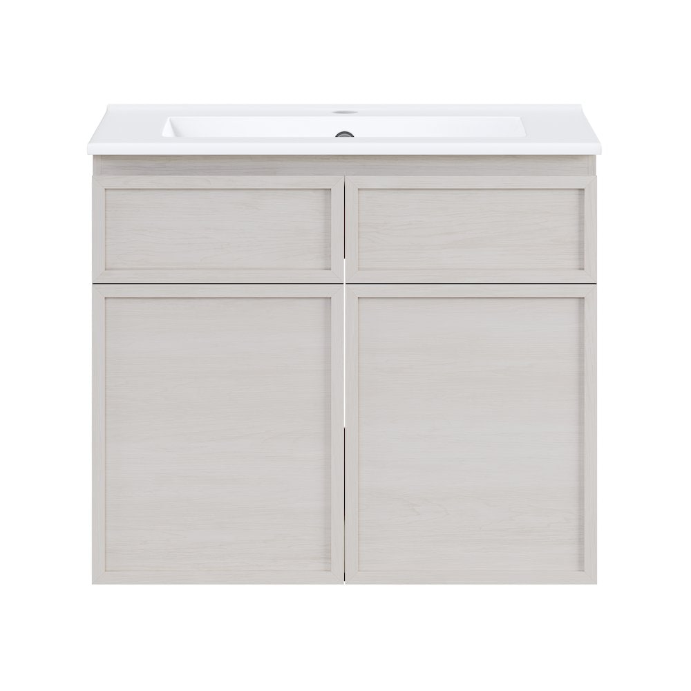 Swiss Madison - St Tropez 24 WallMounted Bathroom Vanity in White Oak with Sink Top