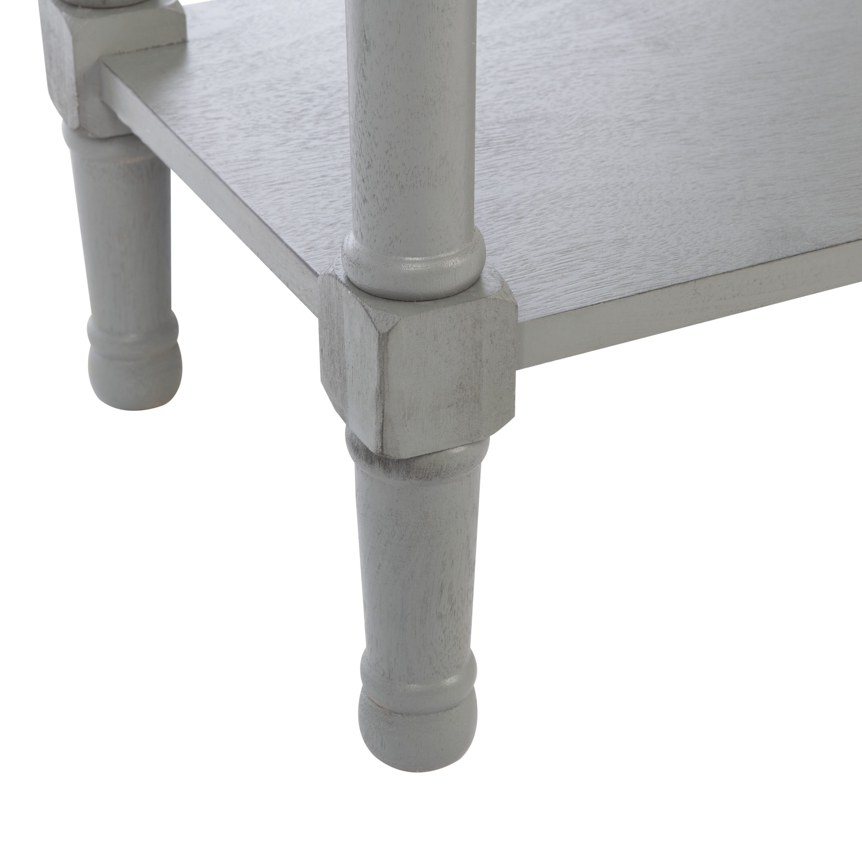 Distressed Gray Wood and Metal Console Table with Storage